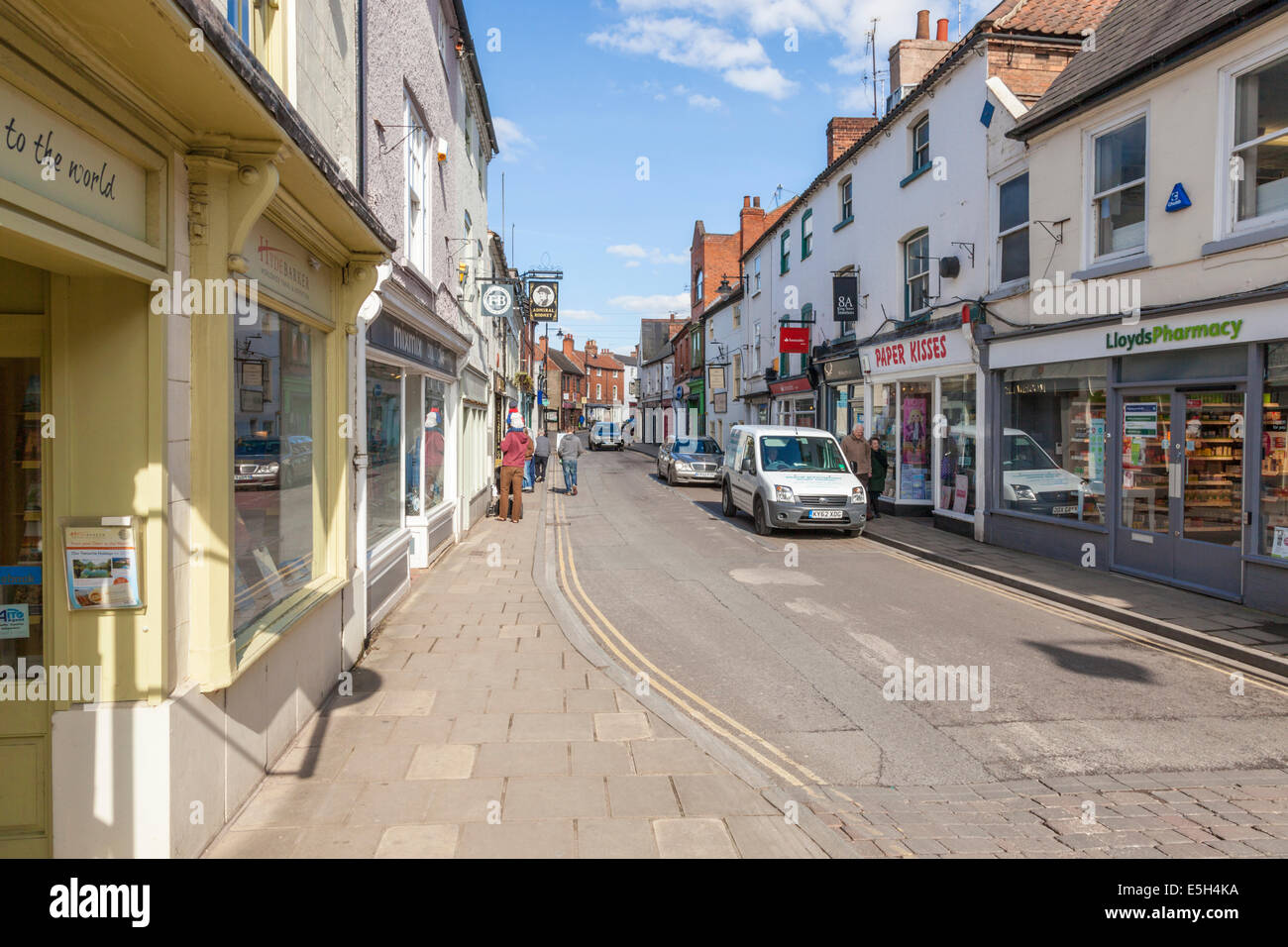 Shops and businesses on King Street in Southwell town centre Stock