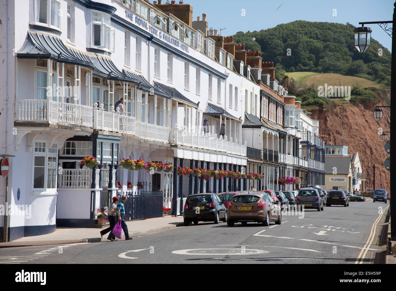 Jurassic coast Sidmouth Devon UK and The Royal York & Faulkner hotel on the seafront Stock Photo Jurassic coast Sidmouth Devon UK and The Royal York & Faulkner hotel on the seafront Stock Photo