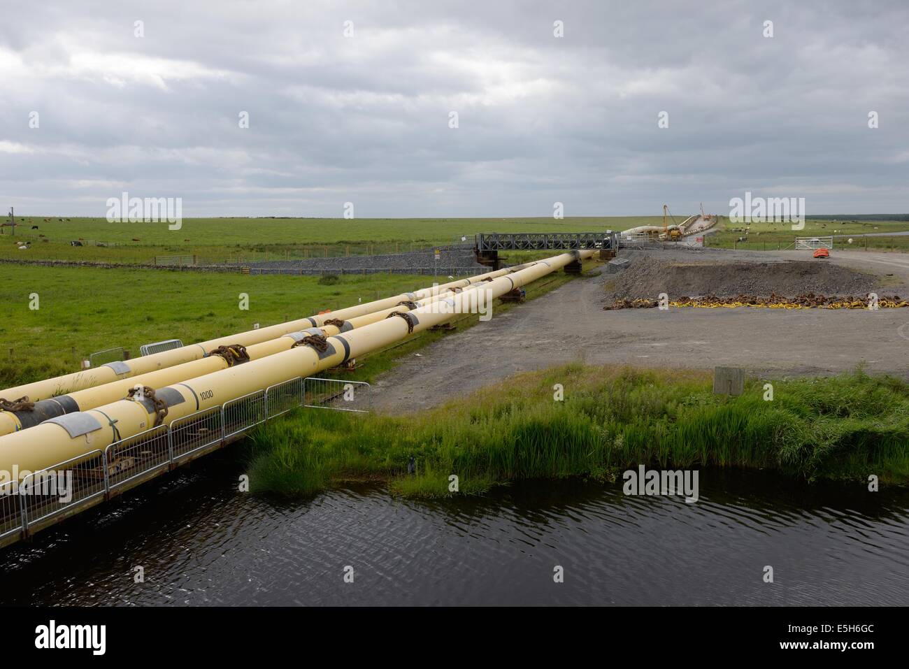 Site fabrication track of Subsea 7 pipeline Stock Photo