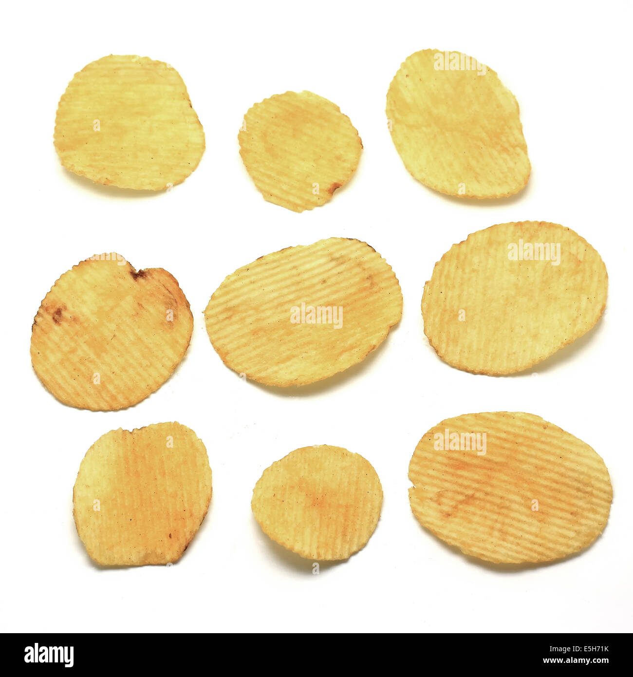 potato crisps isolated on white background Stock Photo