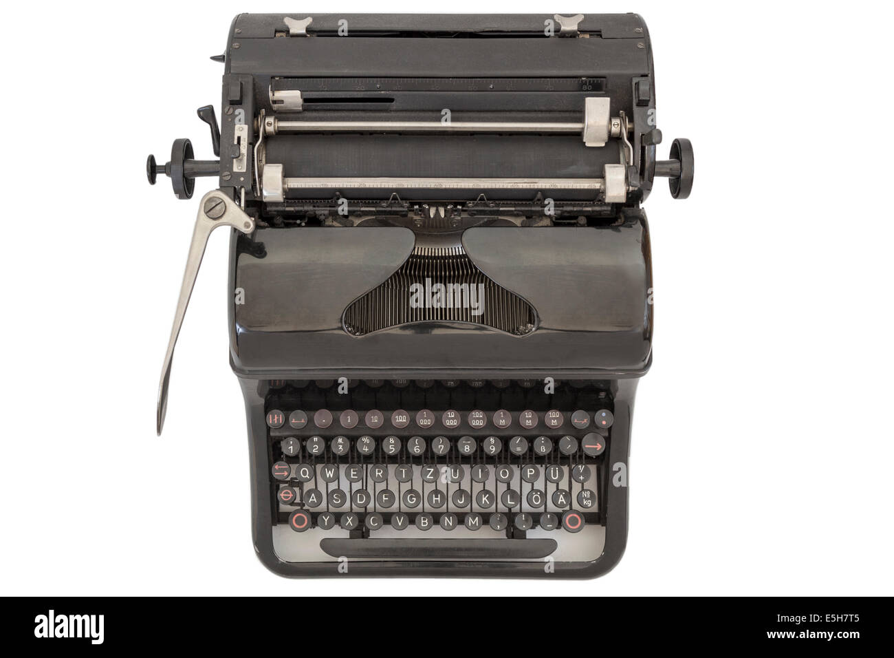 Black old Typewriter isolated on white background Stock Photo