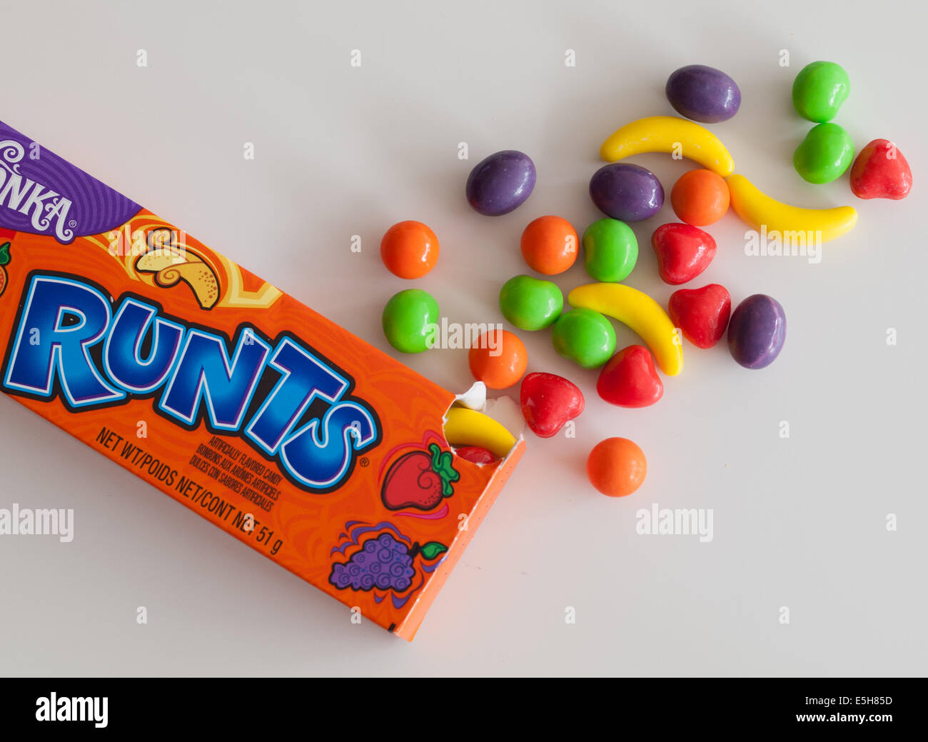 A box of Runts (or Fruit Runts) candy. These hard candies are sold by Nestlé under the Willy