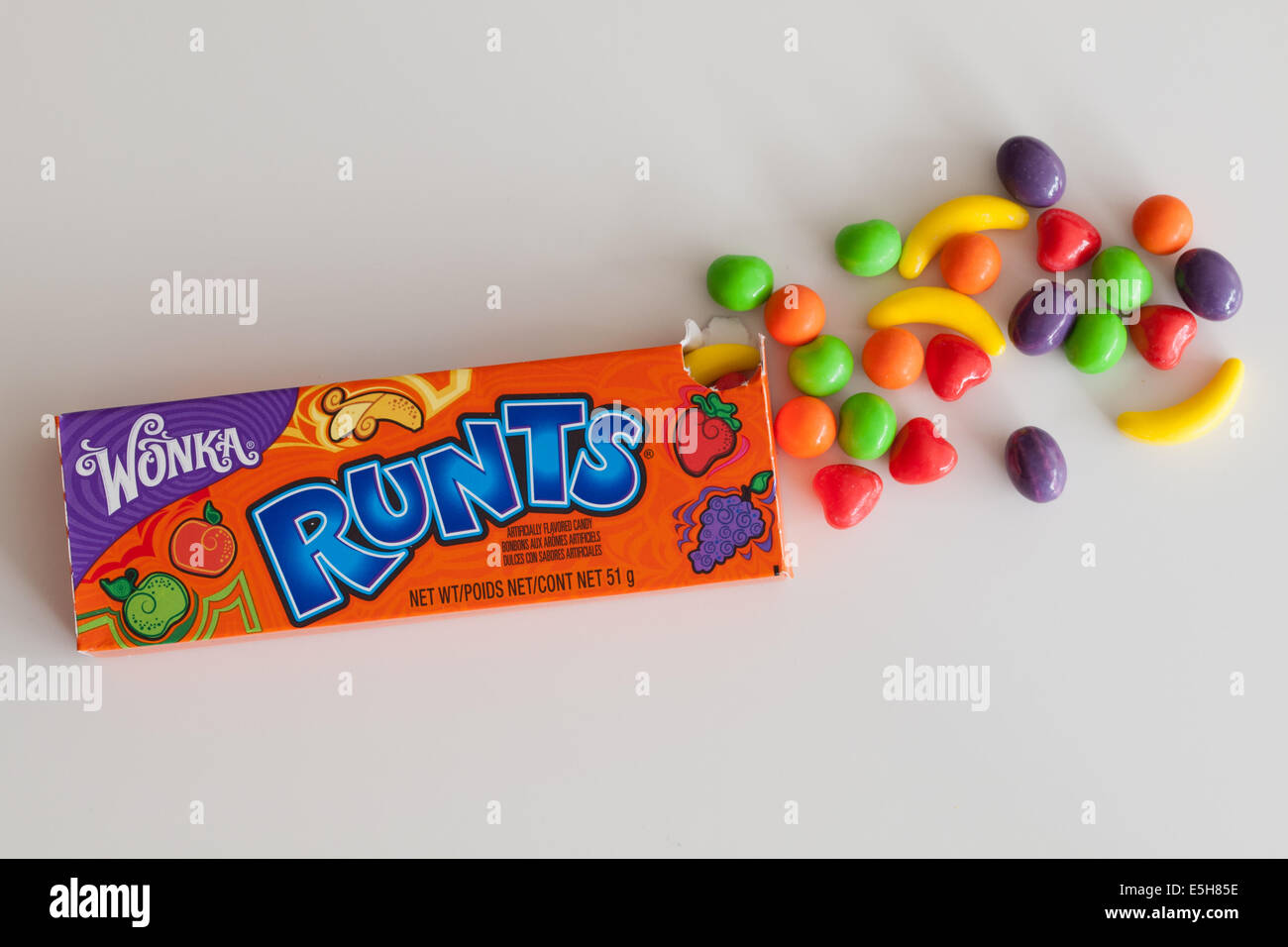 A box of Runts (or Fruit Runts) candy. These hard candies are sold by Nestlé under the Willy