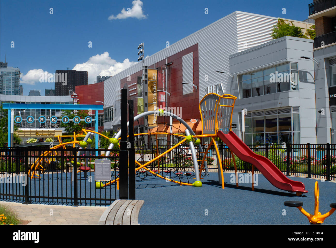 Playground at the Roosevelt Collection shoppiing retailers and lofts in the South Loop, Chicago, Illinois Stock Photo