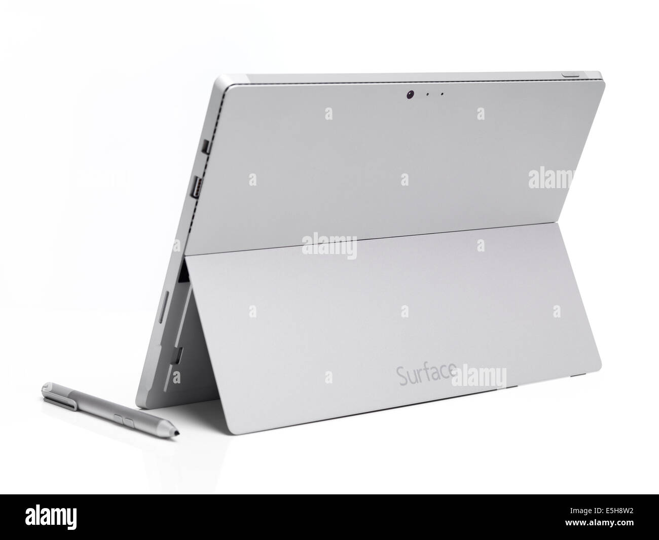 Microsoft Surface Pro 3 tablet computer rear view isolated on white background Stock Photo
