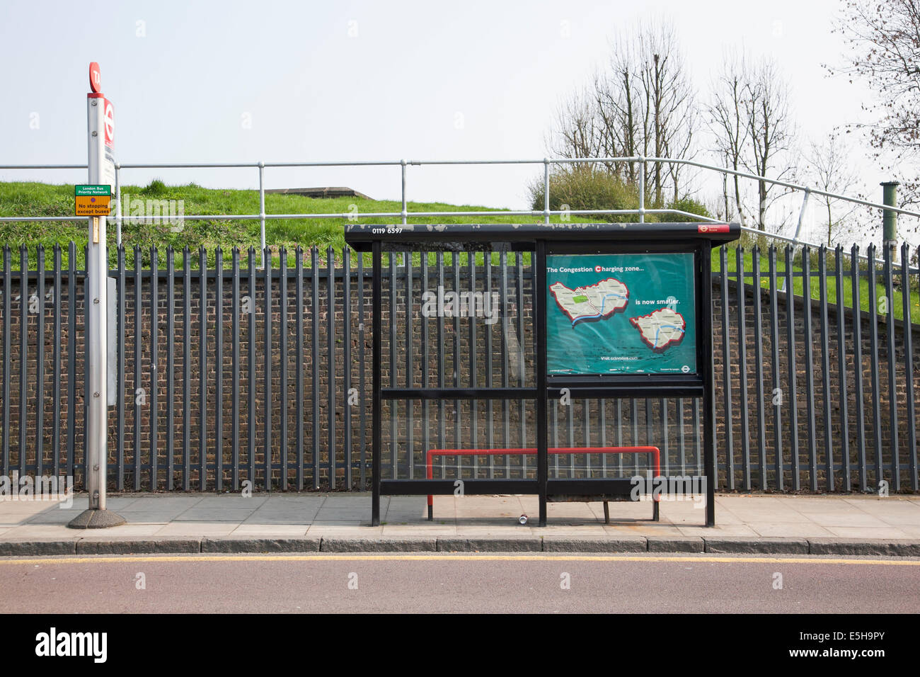 Bus stop in London, England Stock Photo