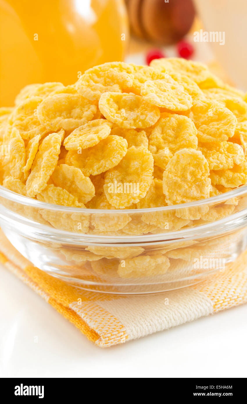 corn flakes in bowl isolated on white background Stock Photo Alamy