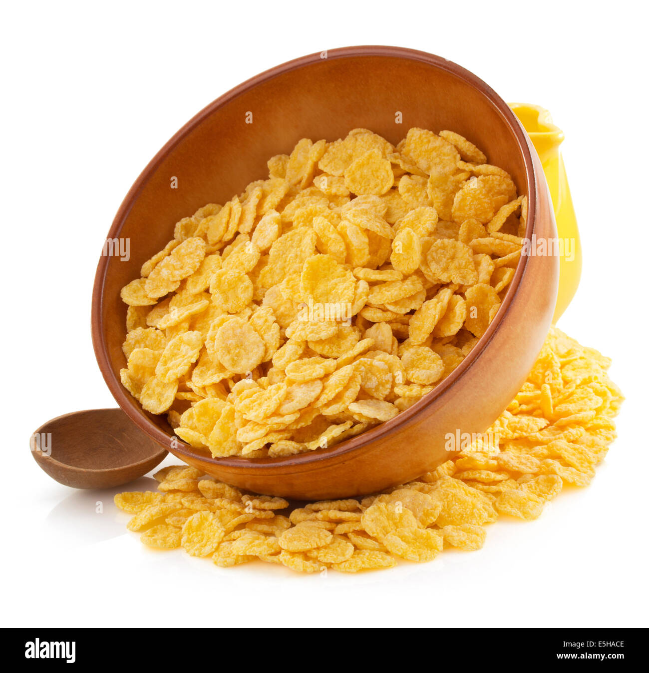 corn flakes in bowl isolated on white background Stock Photo Alamy