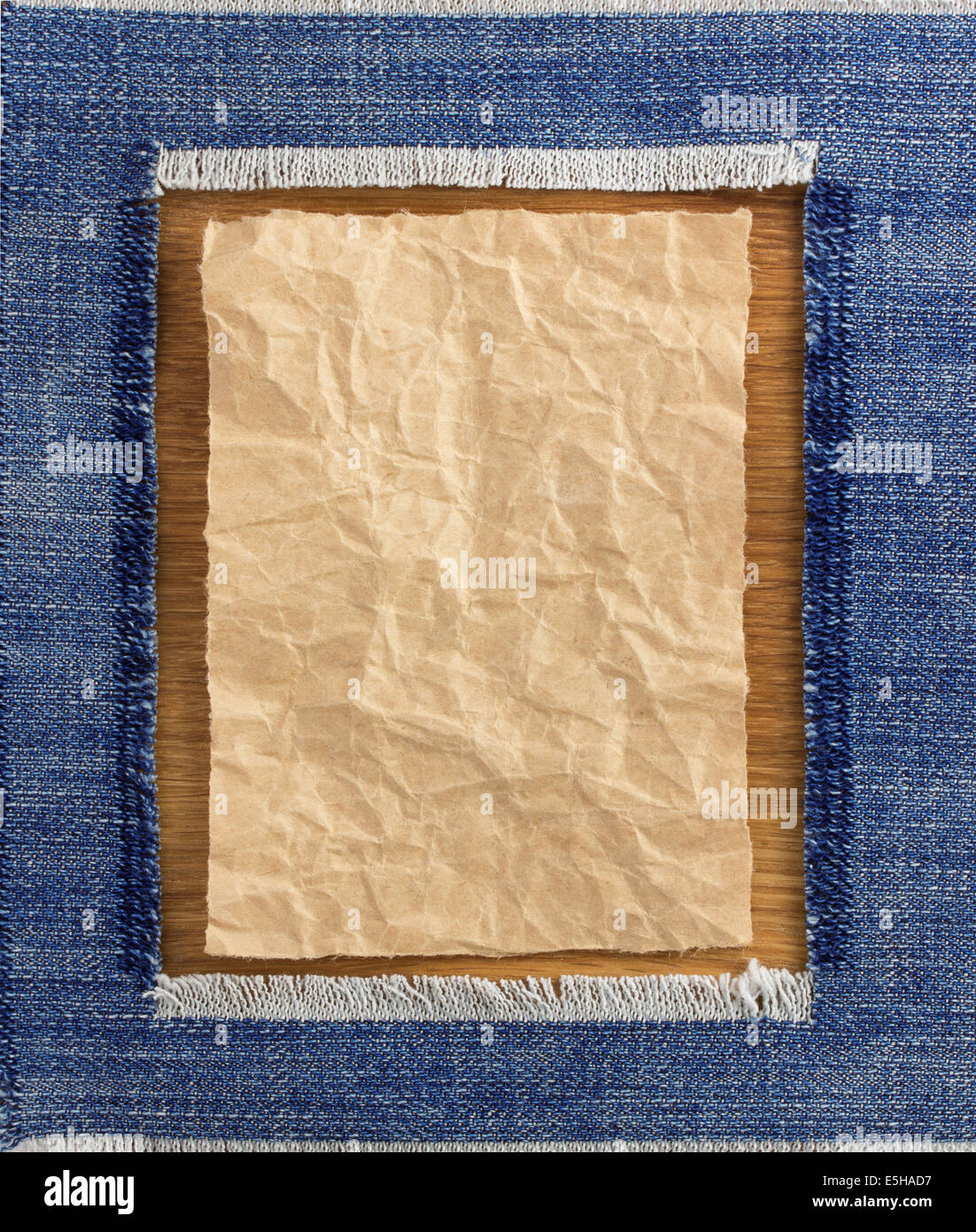 wrinkled parcel paper and jeans  texture Stock Photo