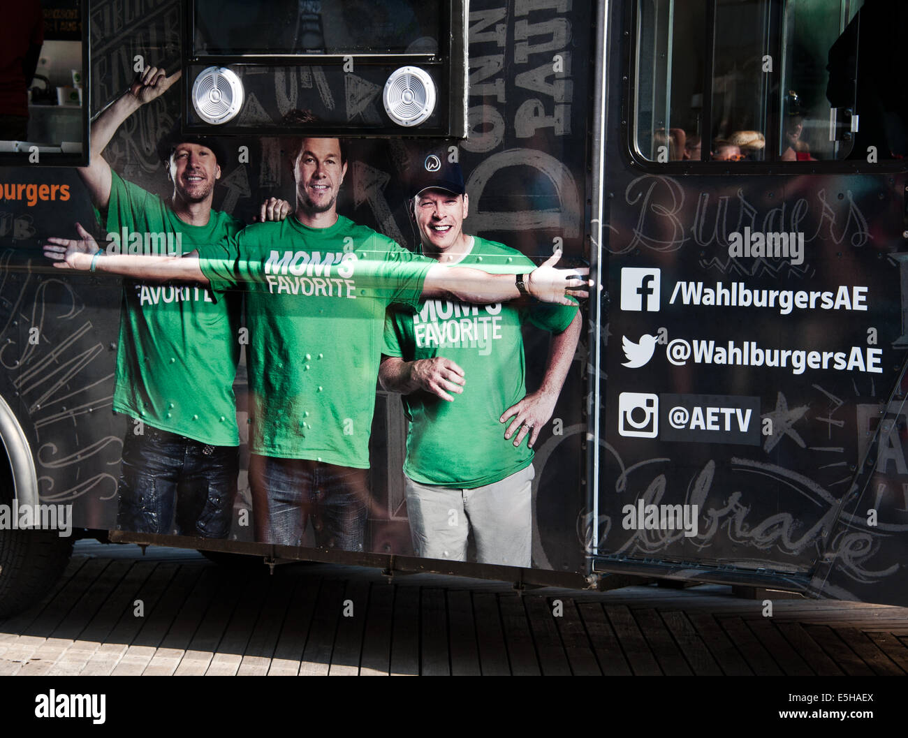 Atlantic City, New Jersey, USA. 31st July, 2014. Wahlburgers Food Truck Promotes A&E Network's 'Wahlburgers' Reality TV Show at Kennedy Plaza on The Boardwalk in Atlantic City, New Jersey, United States. Credit:  Paul Froggatt/Alamy Live News Stock Photo