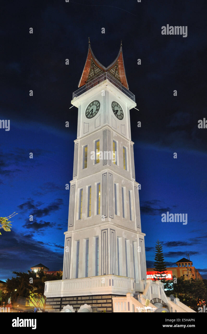 Dominating the centre of Bukittinggi is Jam Gadang nicknames of West Sumatera 'Big Ben' Stock Photo
