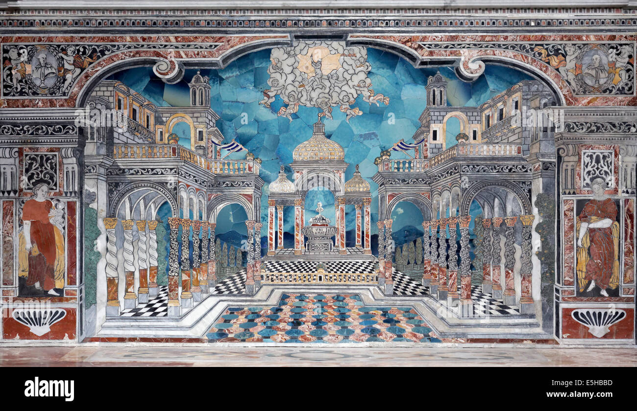 Oriental fantasy palace, ornate inlay work of Sicilian Baroque in the church Chiesa dell 'Immacolata Concezione, Palermo Stock Photo