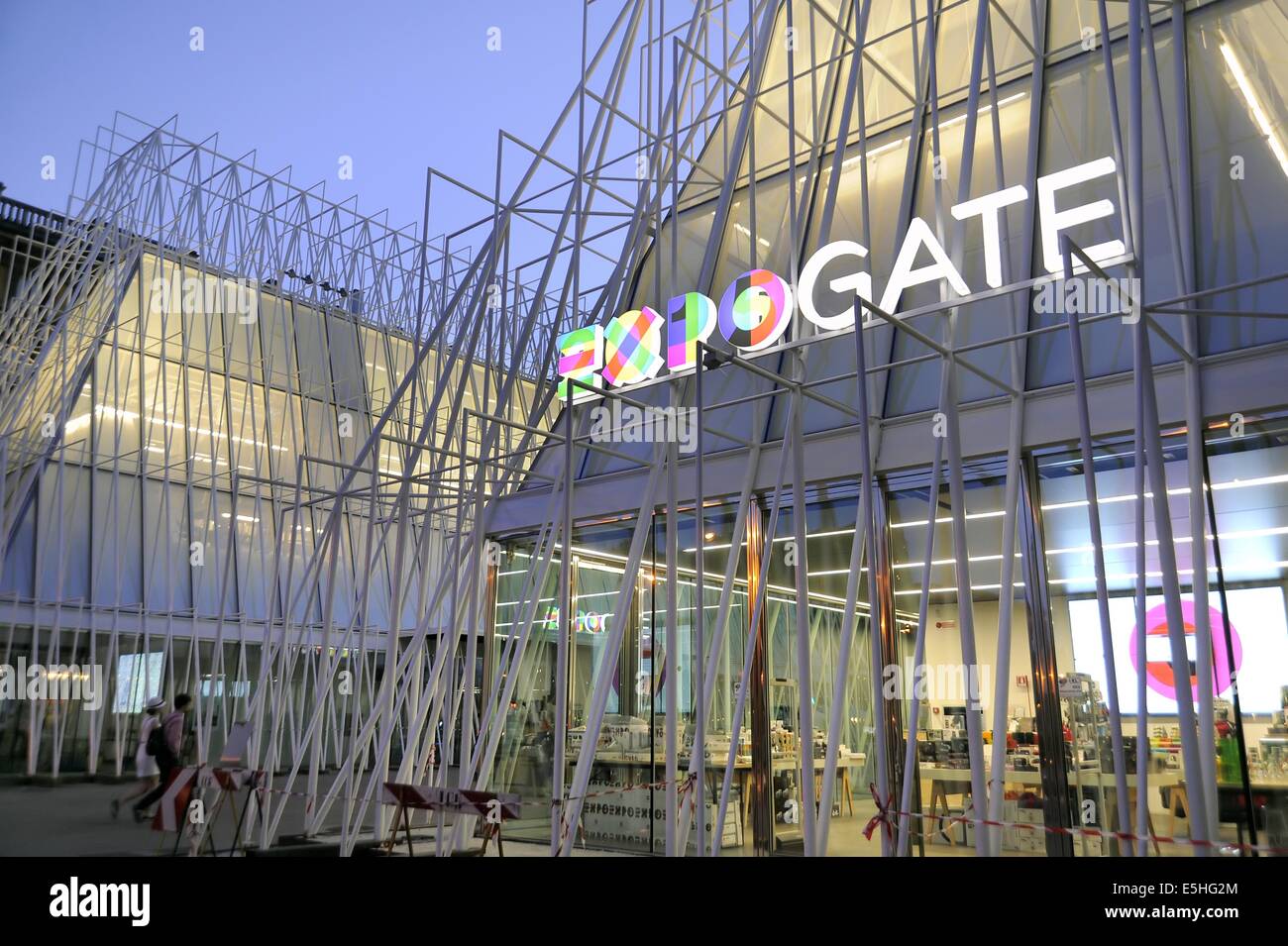 Milan Expo Gate, info point in Castle Square for the World Exposition 2015. Stock Photo