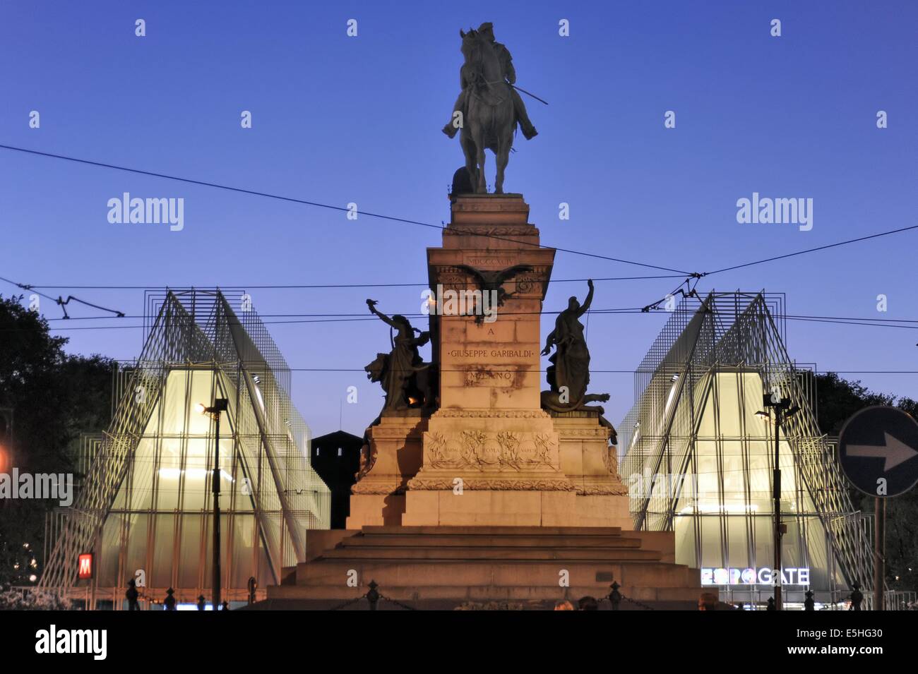 Milan Expo Gate, info point in Castle Square for the World Exposition 2015. Stock Photo