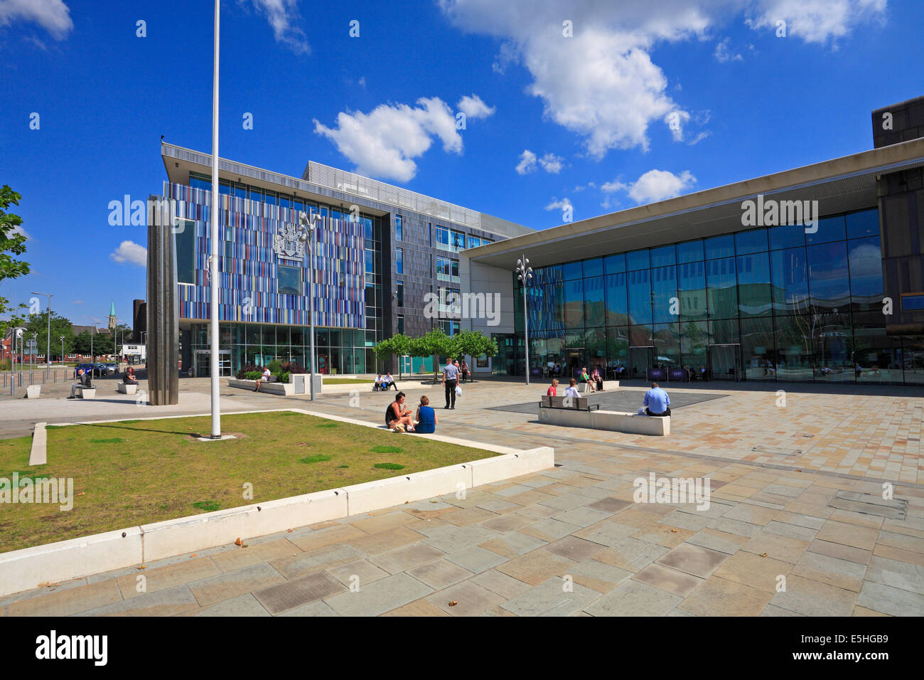 Civic Office and Cast Performance Venue in Sir Nigel Gresley Square,  Waterdale, Doncaster, South Yorkshire, England, UK. Stock Photo