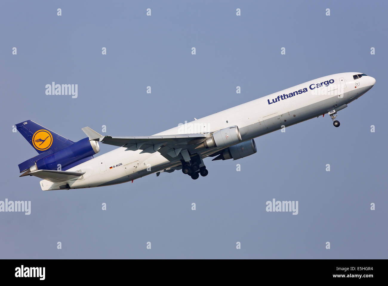 Lufthansa Cargo Md11 Freighter Departs Manchester To Frankfurt Stock Photo Alamy
