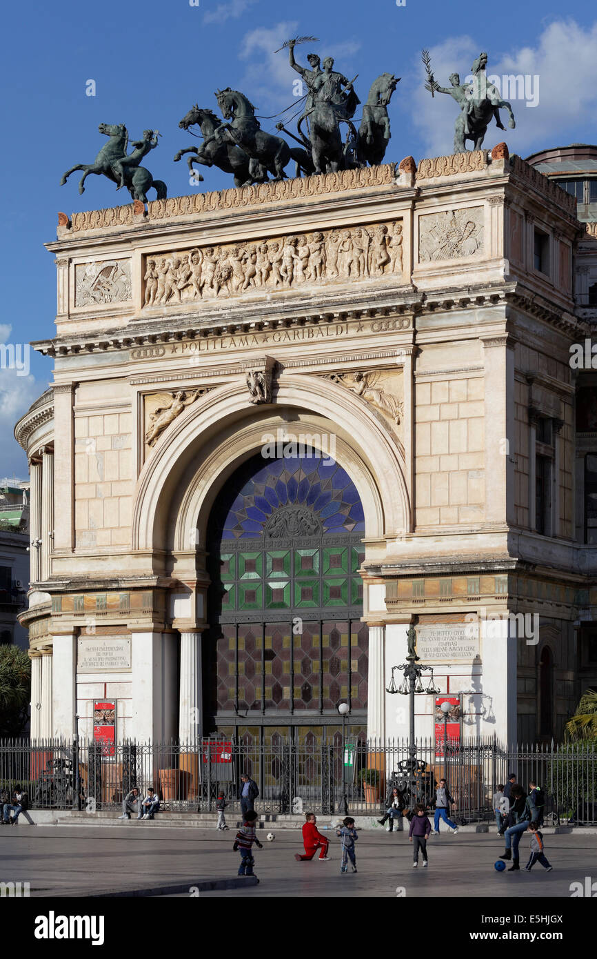 Teatro Politeama Garibaldi, theatre, Piazza Ruggero Settimo, Palermo, Sicily, Italy Stock Photo