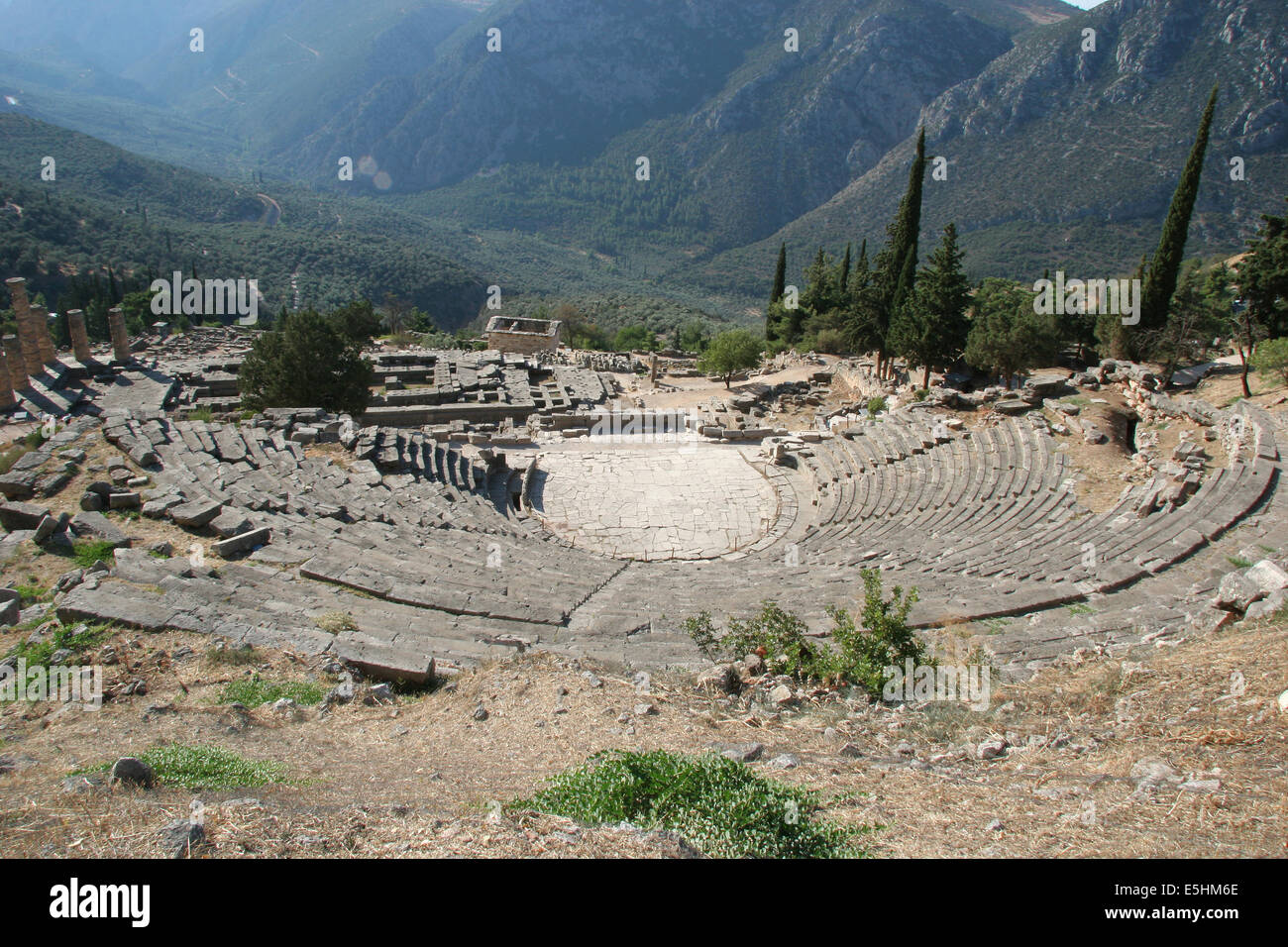 Greece. City of Delphi. 8th century BC-2nd century AD. View over the Theatre. Stock Photo