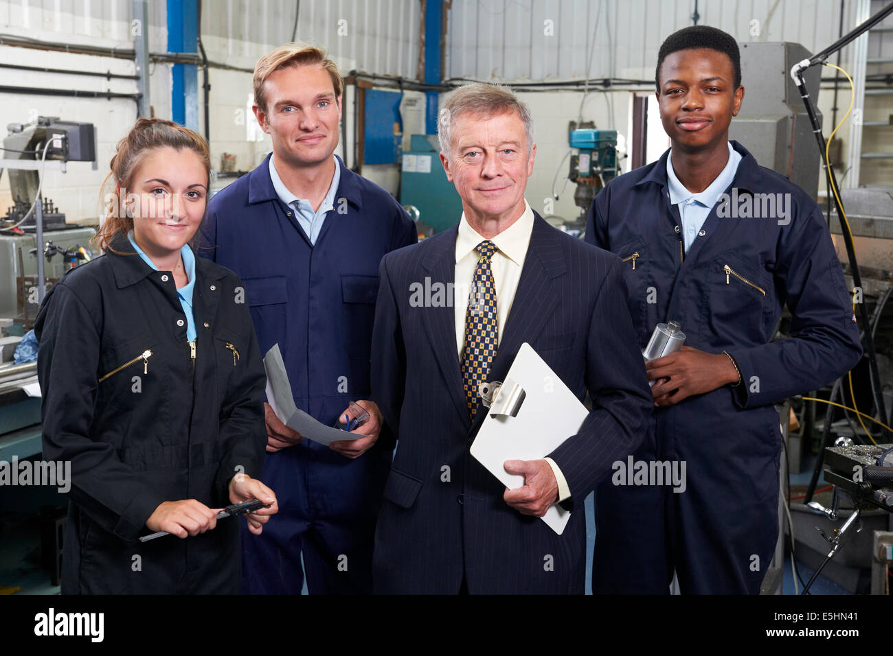 Portrait Of Manager And Staff In Engineering Factory Stock Photo Alamy