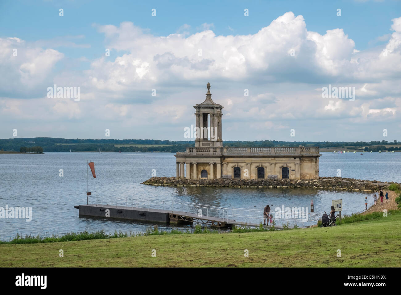 Normanton church, at Rutland Water reservoir, Rutland, England, UK ...