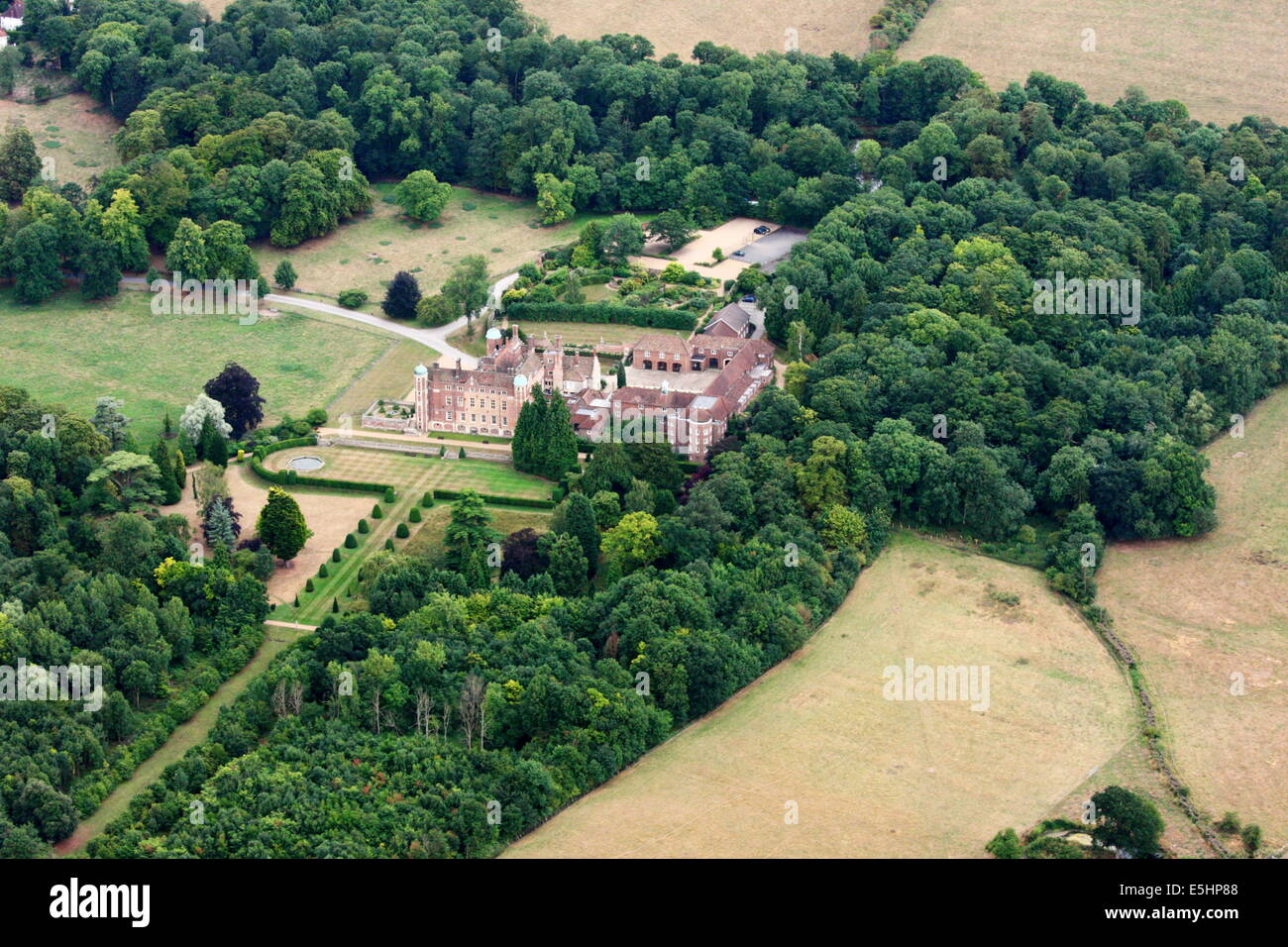 Madingley Hall Aerial View Stock Photo