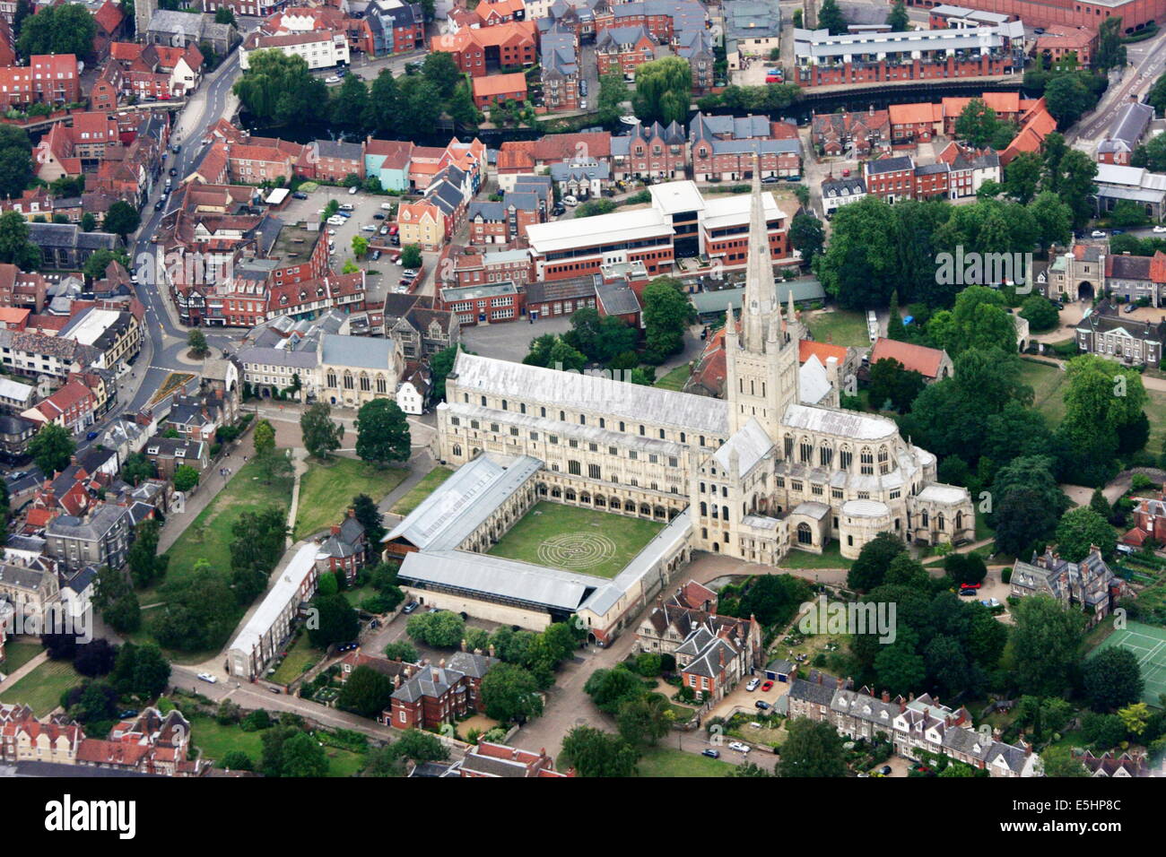 Norwich Cathedral Aerial View Stock Photo