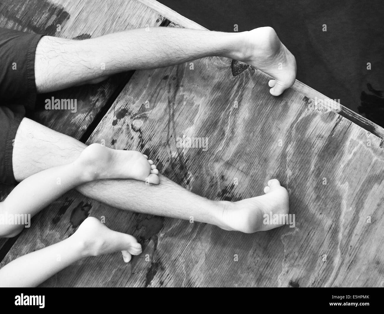 Father Dad Daughter/Son Feet Family Stock Photo