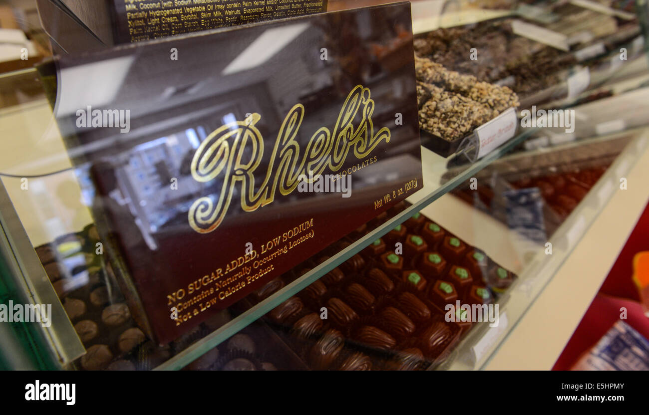 A Rheb’s Candy box sits on display in the candy case in Baltimore, Md