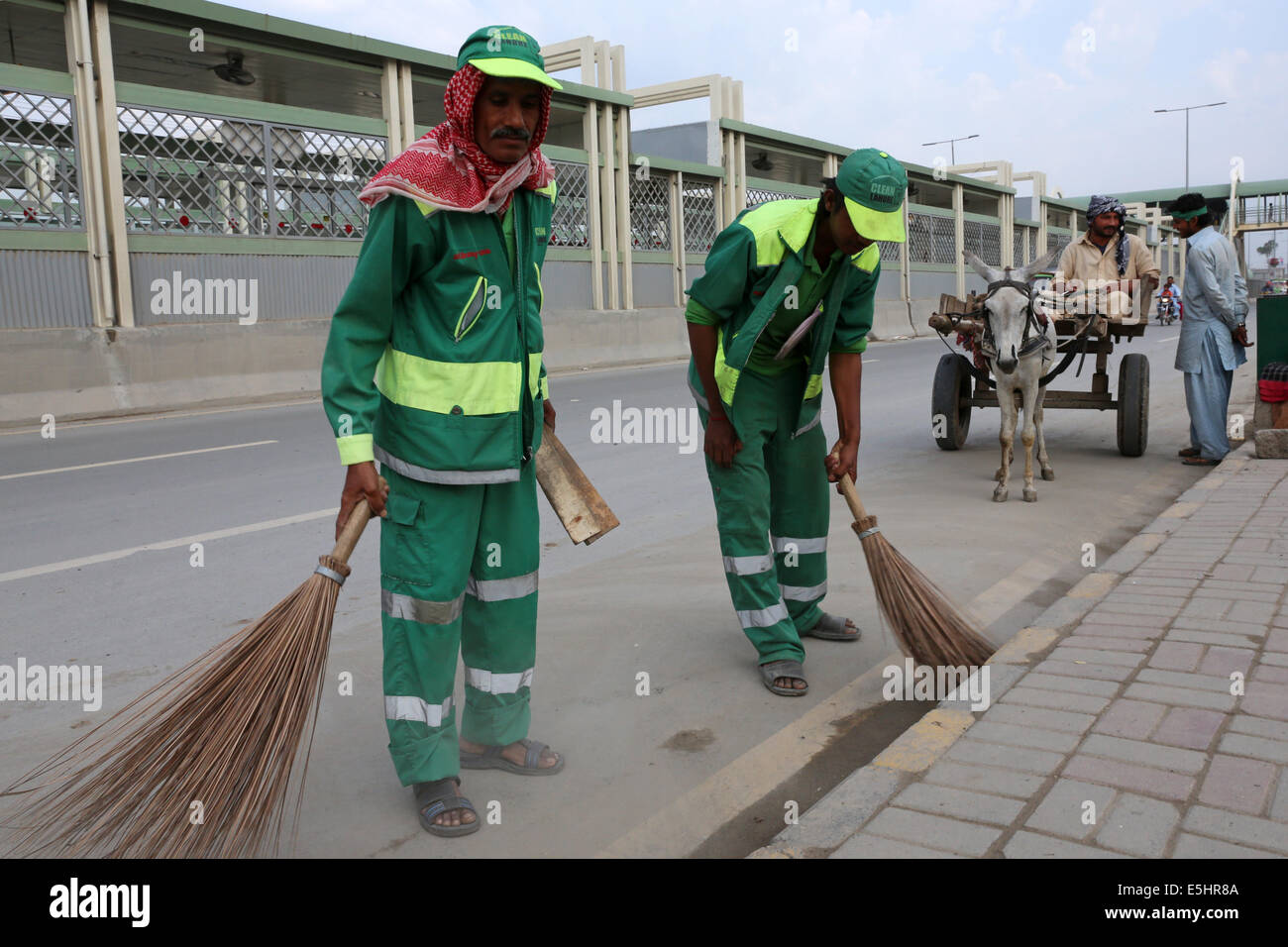 Pakistan, Lahore Road cleaning and waste disposal in is done by