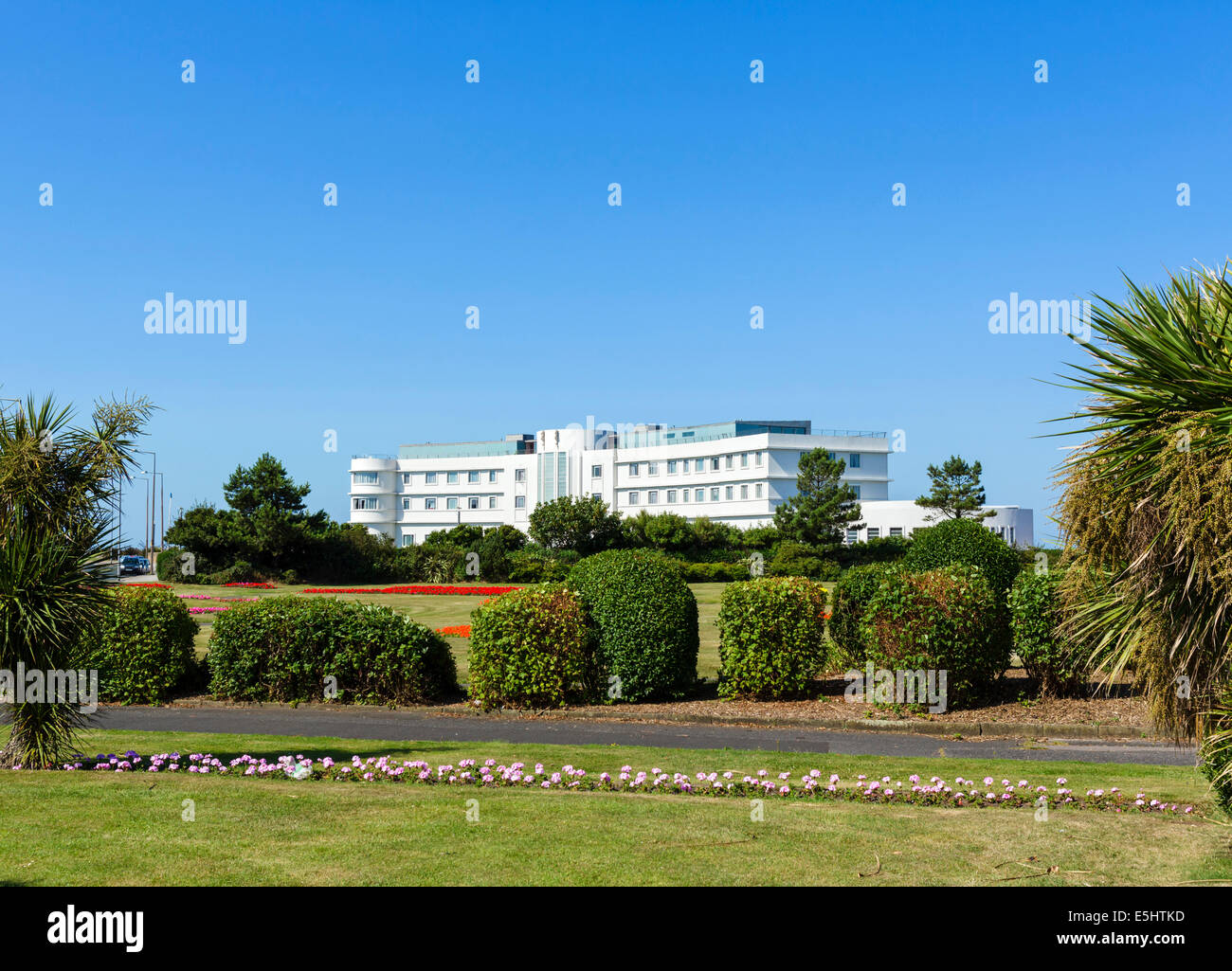 The Art Deco Midland Hotel on the promenade in the seaside resort of Morecambe, Lancashire, UK Stock Photo