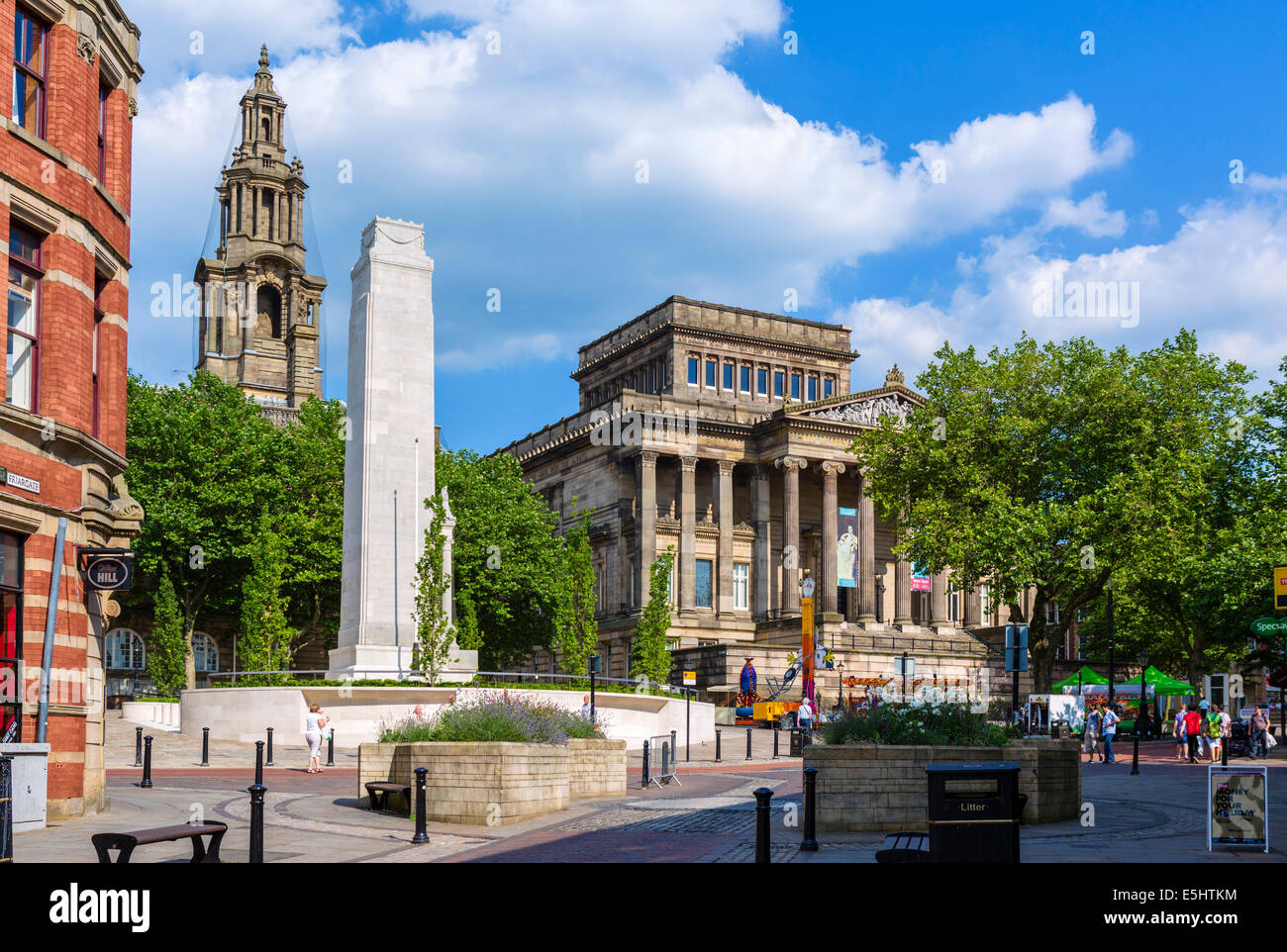 Town Hall, Preston Cenotaph and Harris Museum and Art Gallery, Market Square, Preston, Lancashire, UK Stock Photo