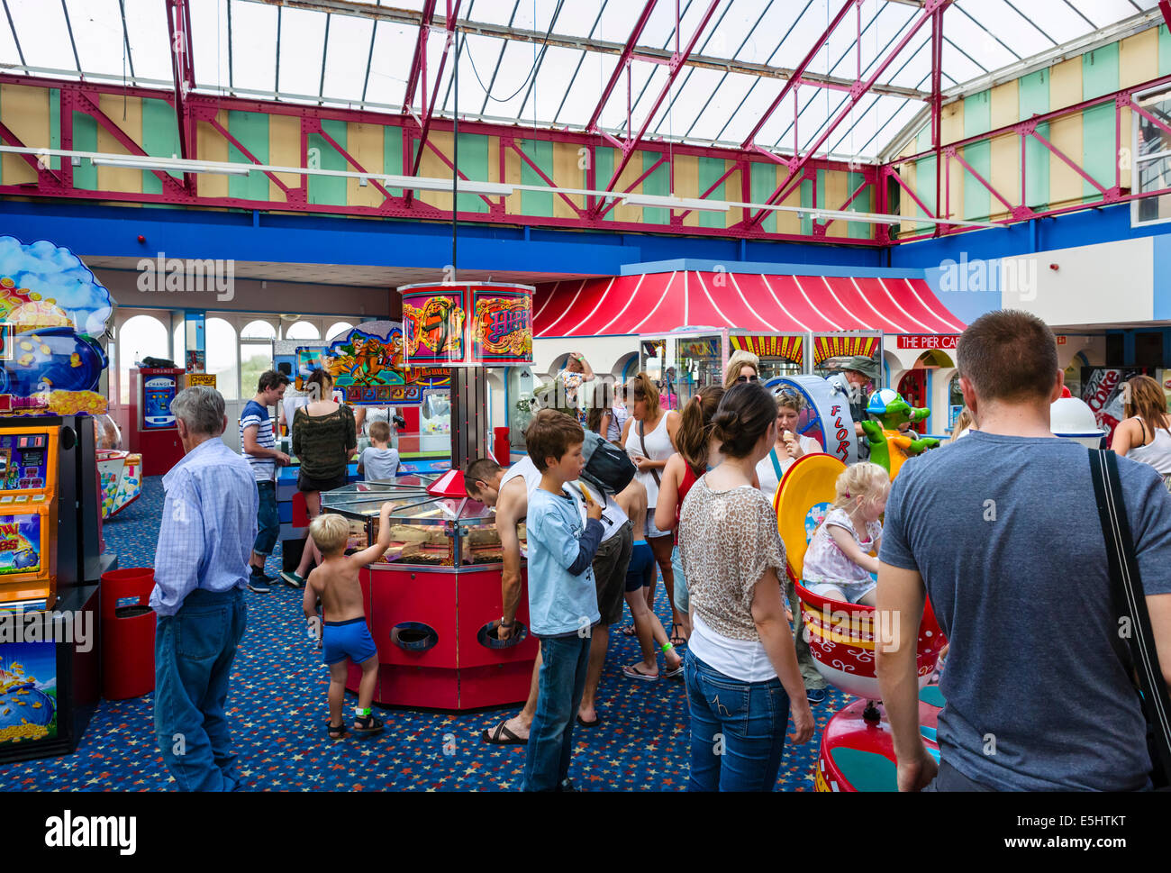 Interior of an amusement arcade on the pier in St Anne's, Lytham St Annes, Fylde Coast, Lancashire, UK Stock Photo