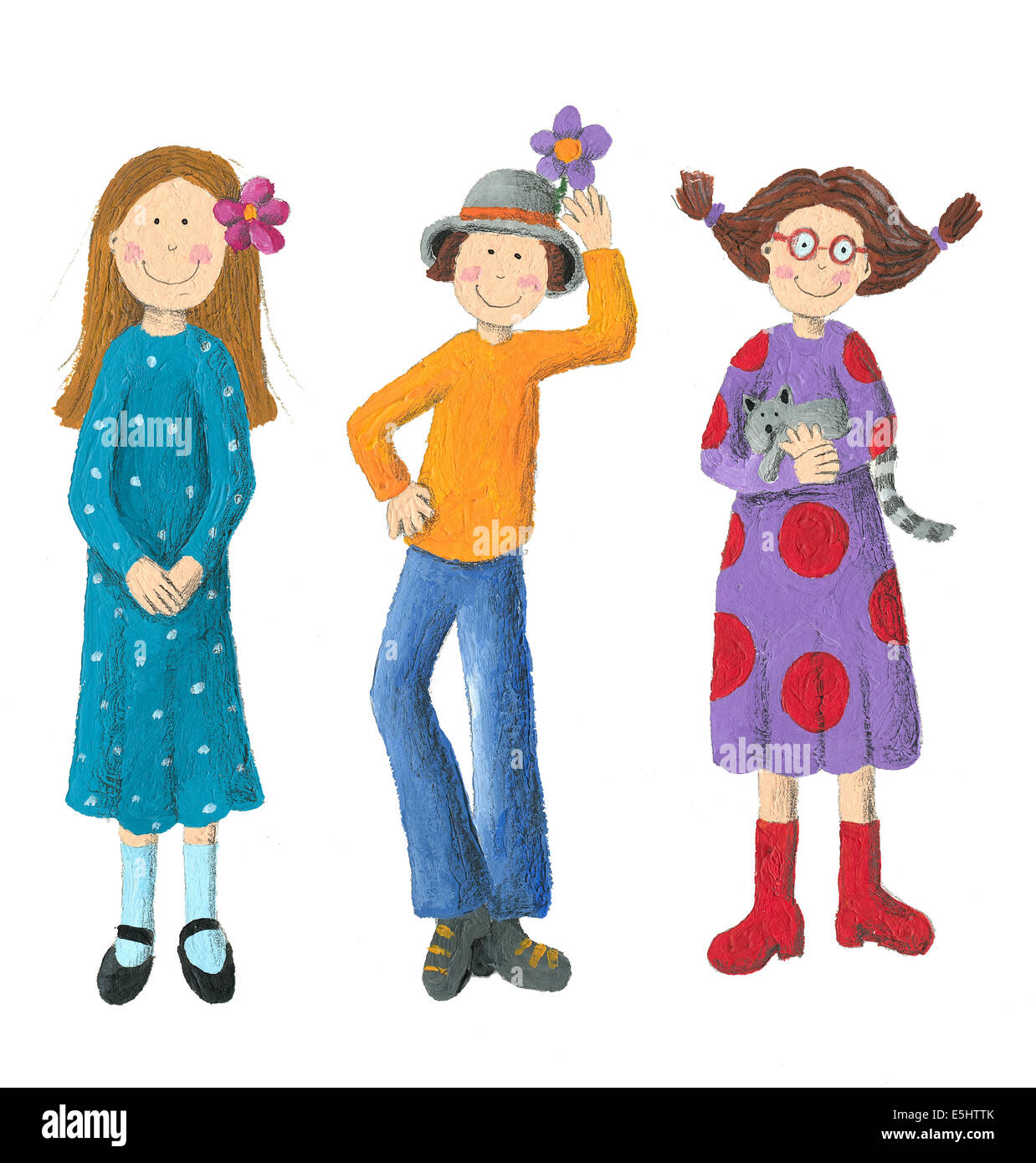 Illustration of Three Funny Kids Stock Photo