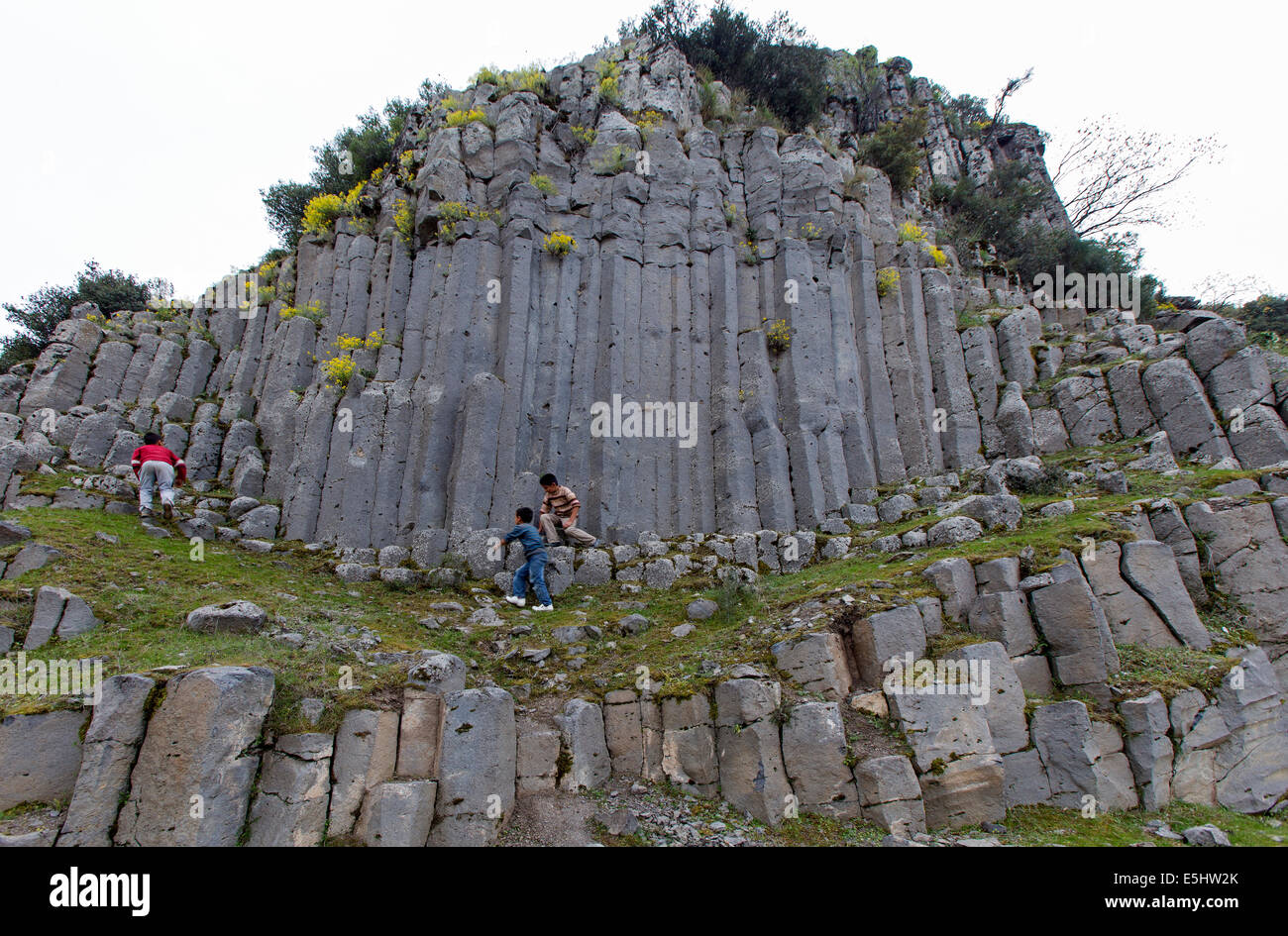 Bazaltic columns Kula Manisa Turkey Stock Photo