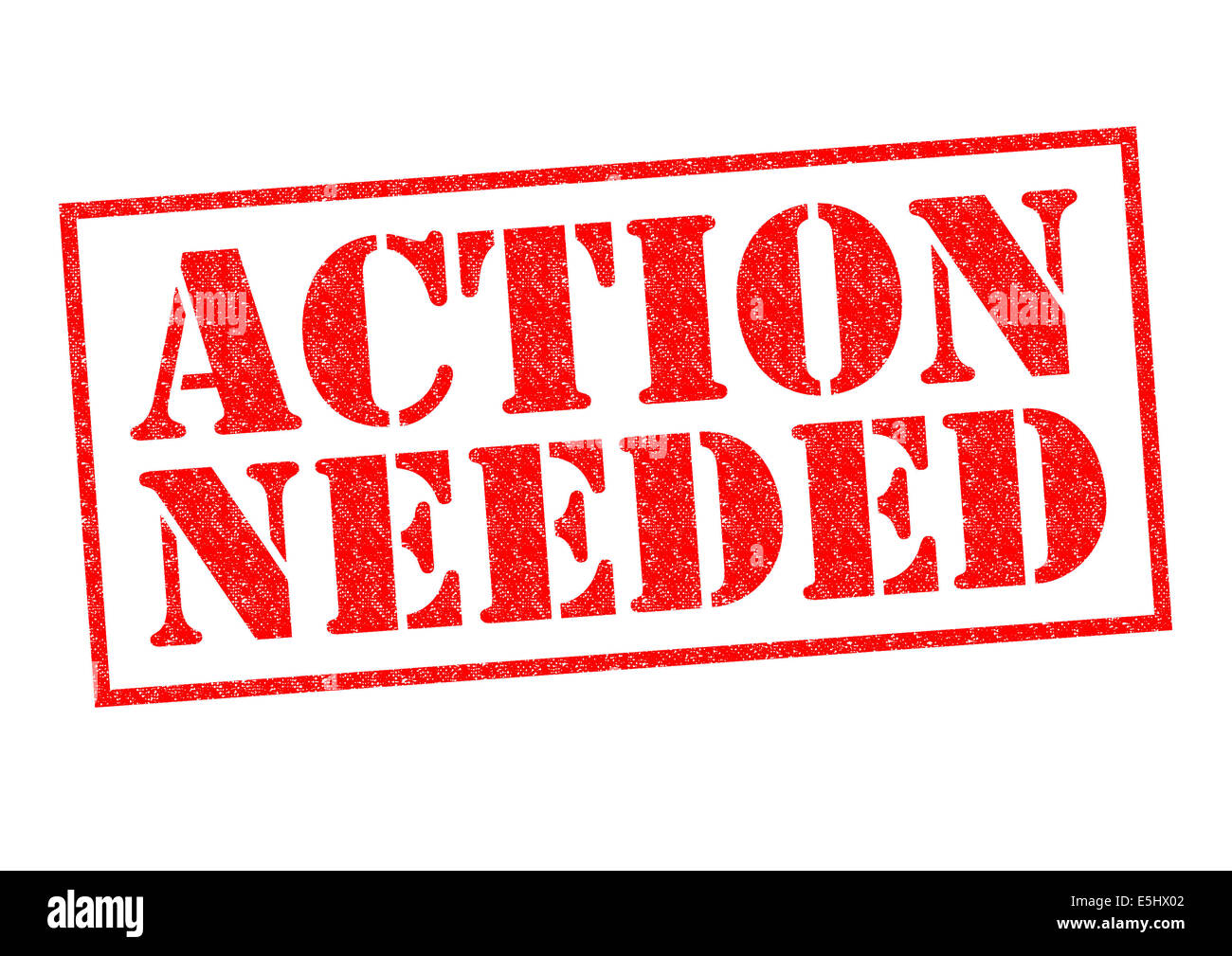 ACTION NEEDED red Rubber Stamp over a white background. Stock Photo
