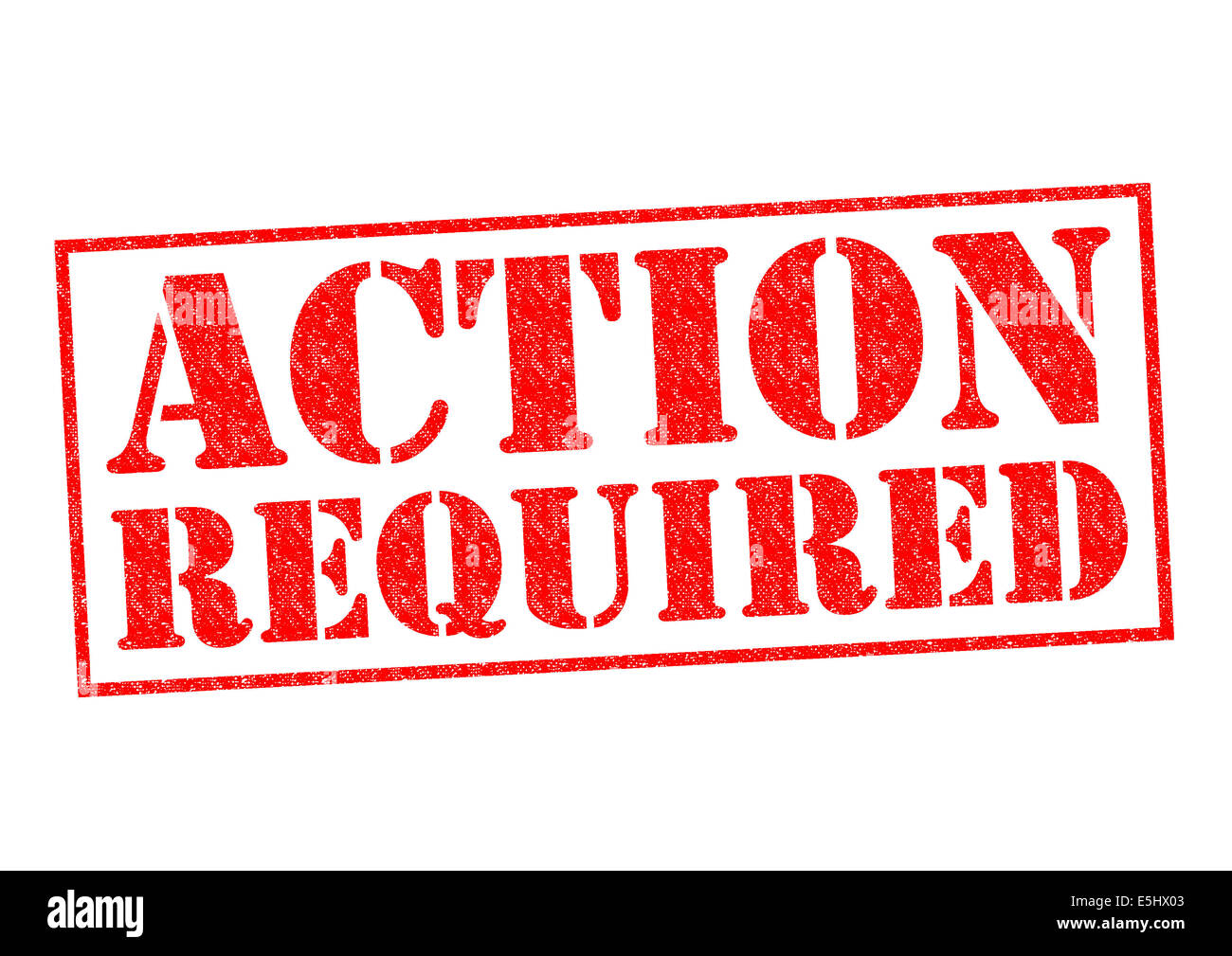 ACTION REQUIRED red Rubber Stamp over a white background. Stock Photo