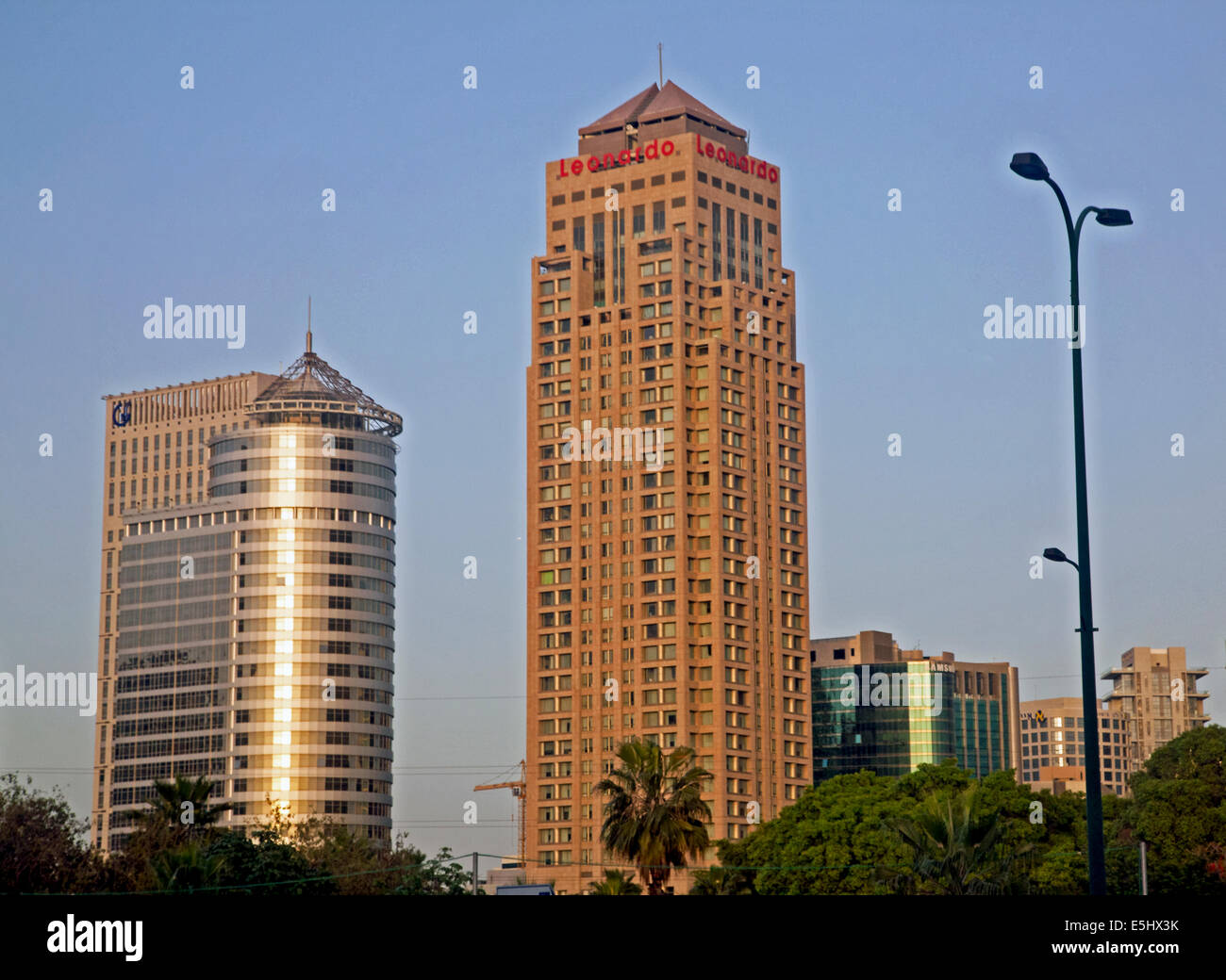 Skyline of Ramat Gan showing the Leonardo City Tower Hotel and Gibor Sport  House, Ramat Gan, Tel Aviv, Israel Stock Photo - Alamy