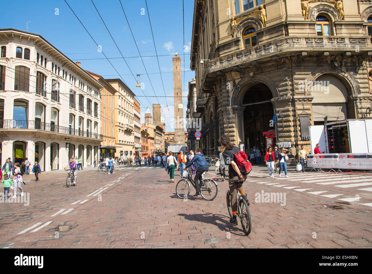 Bologna,ItalyMay 17,2014view of the famous twin towers in the centre