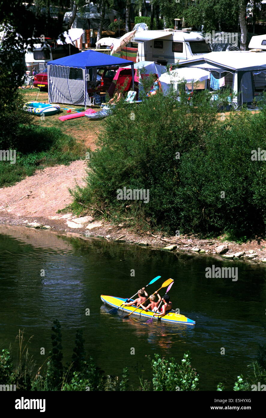 ECHTERNACH,LUXEMBOURG. CAMPING AND CANOEING ON THE RIVER SÛRE ON THE GERMAN  BORDER. PHOTO:JONATHAN EASTLAND/AJAX Stock Photo - Alamy