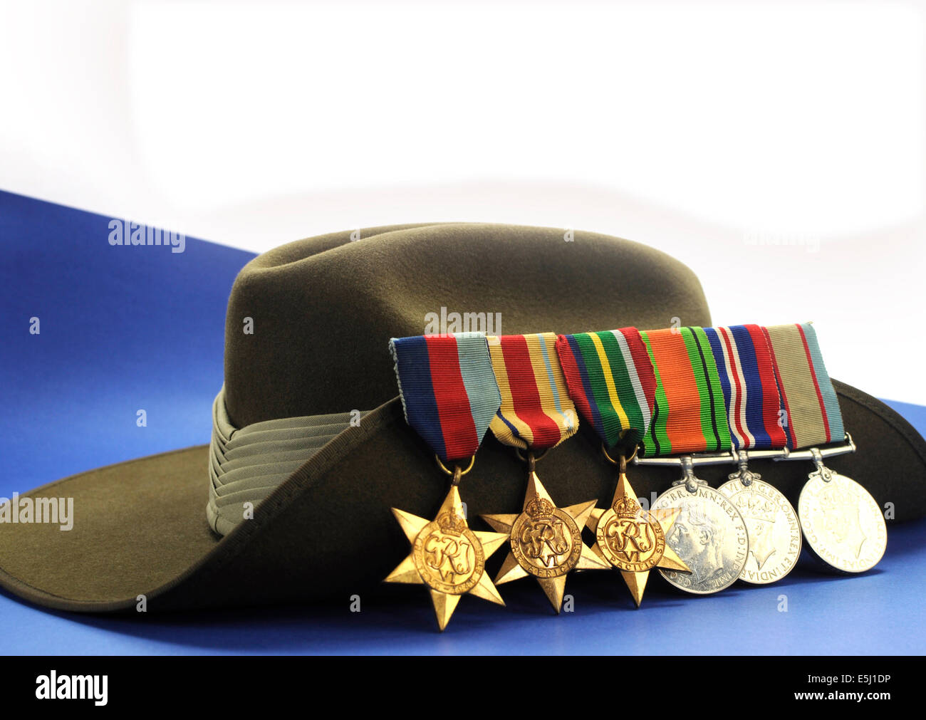 Australian army slouch hat with World War II campaign medals with Happy