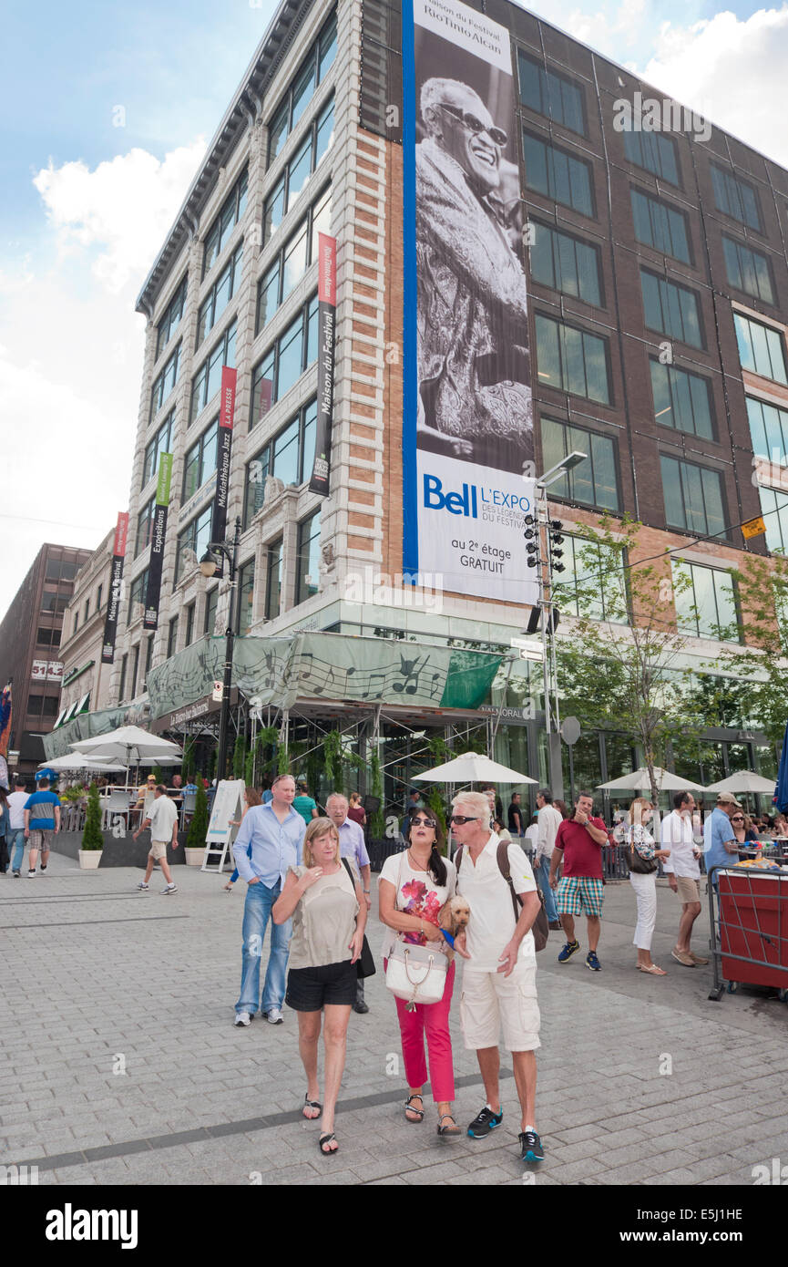 People on Ste Catherine street during the Montreal Jazz festival. Stock Photo