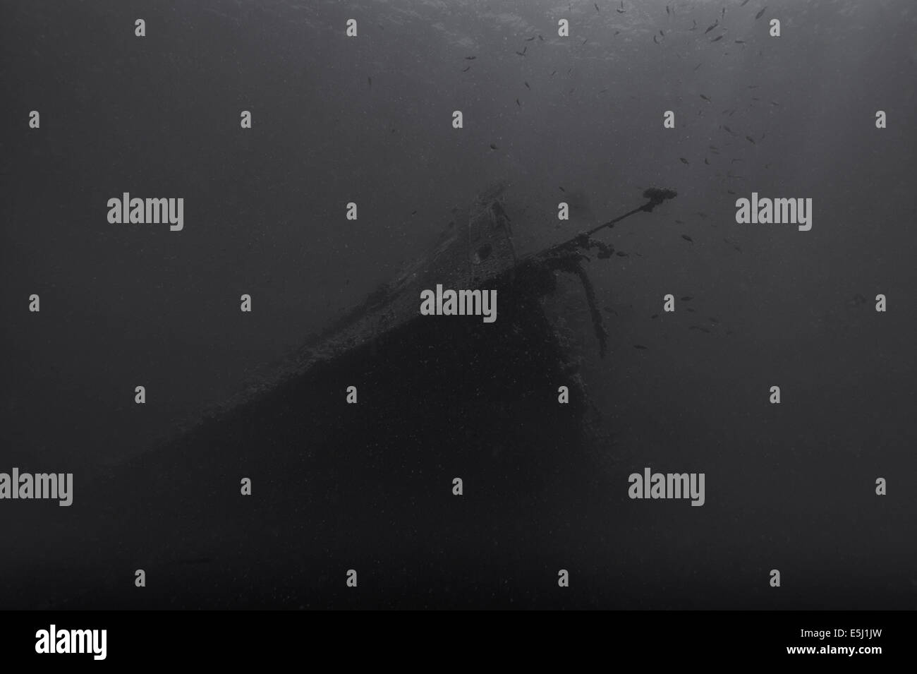 Bow of the shipwreck Umbria sunk on Wingate reef in the Red Sea off Sudan coast Stock Photo