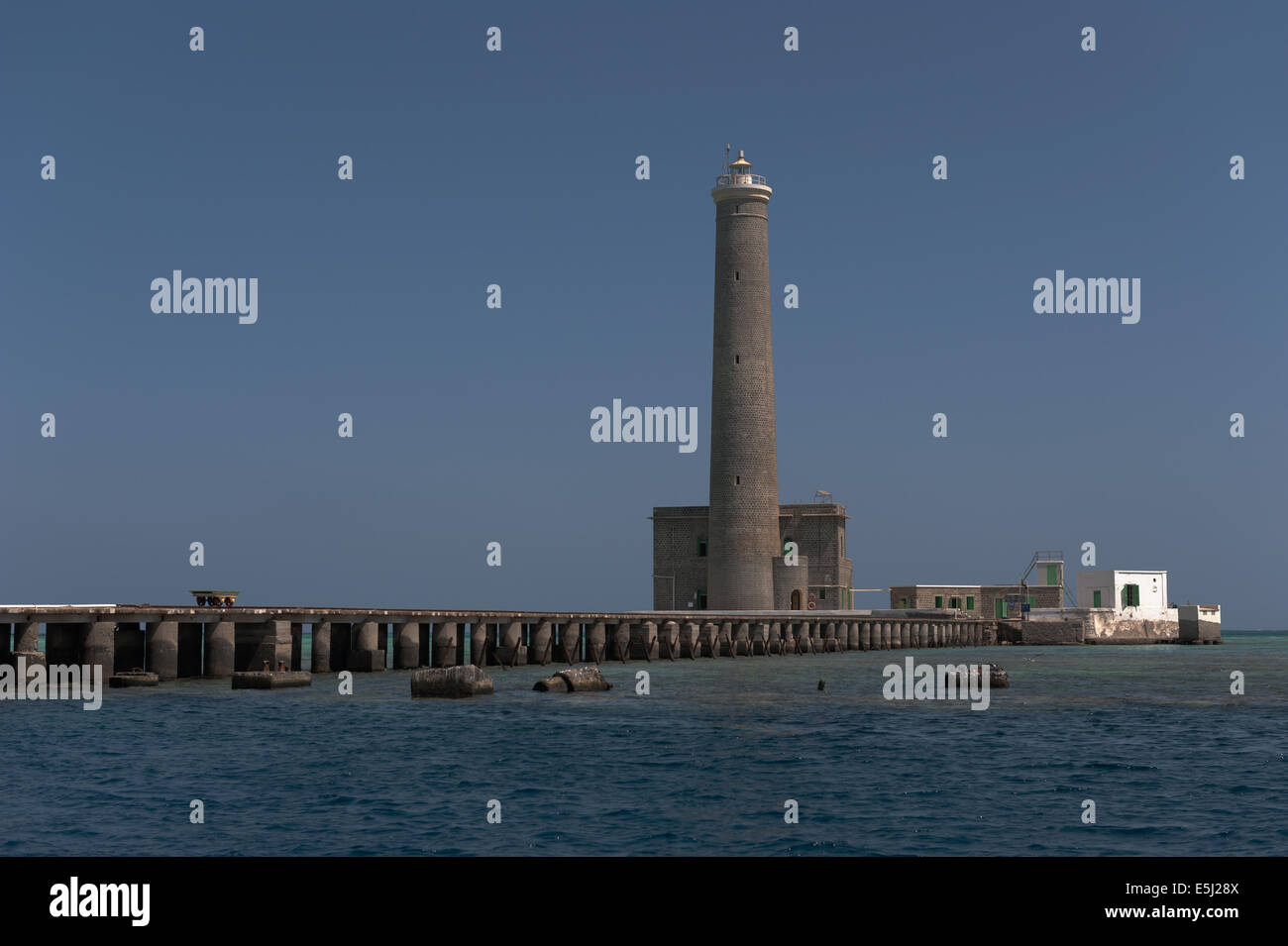 Lighthouse at Sanganeb reef in the Red Sea off Sudan coast Stock Photo
