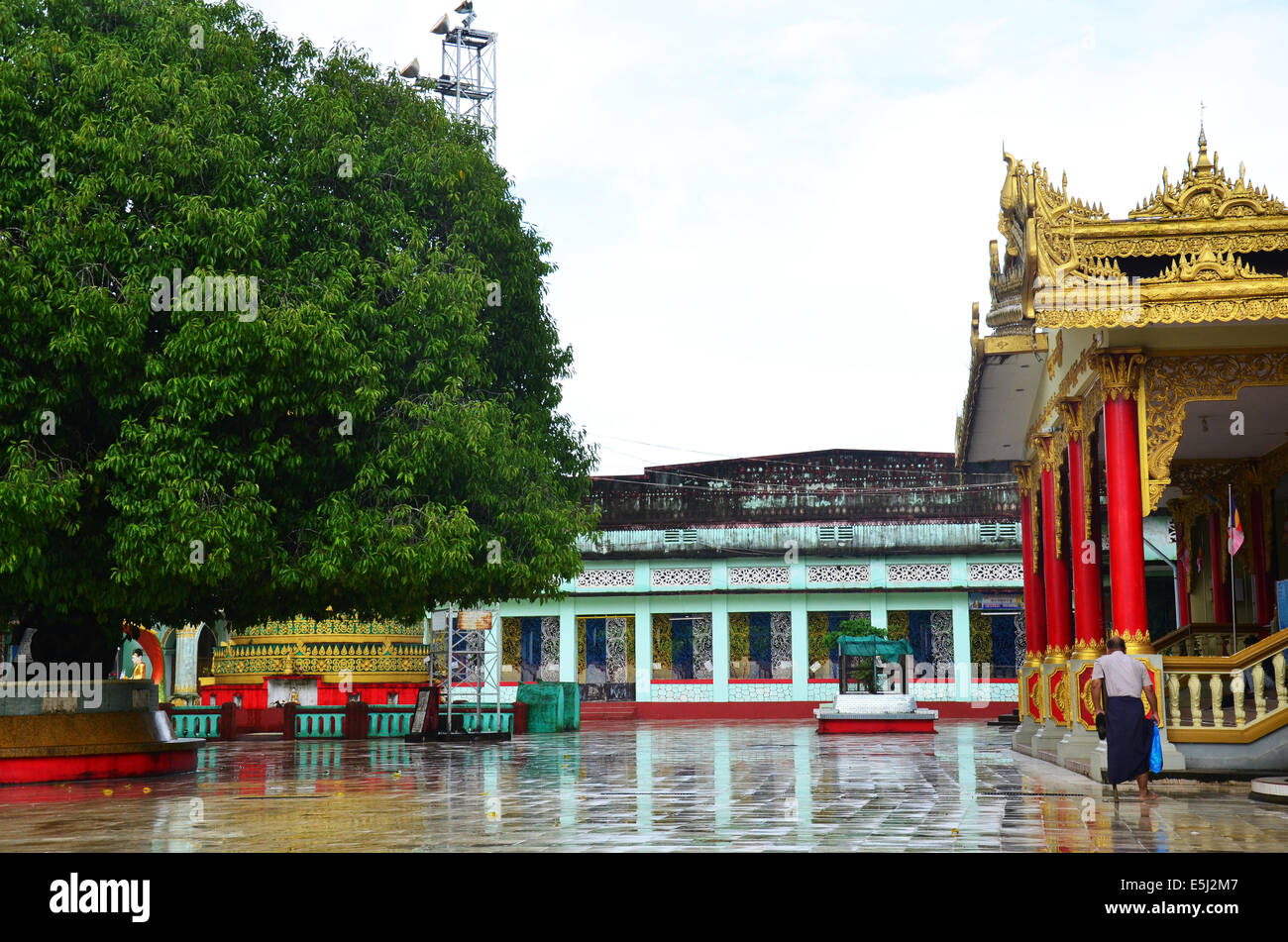 Burmese people at Shwemawdaw Paya Pagoda is a stupa located in Bago, Myanmar. Stock Photo