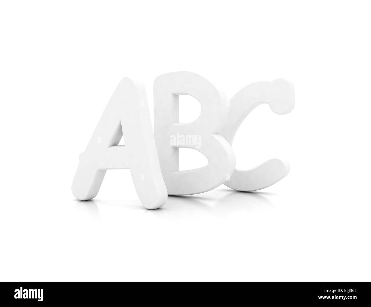 A B C white letters on white background Stock Photo