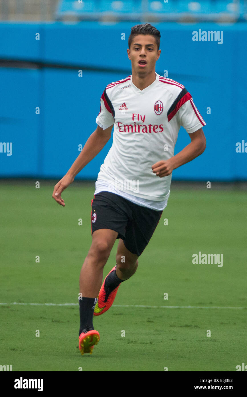 Charlotte, North Carolina, USA. 1st Aug, 2014. AC Milan Forward HACHIM  MASTOUR (98) during a training session for the 2014 Guinness International  Champions Cup match between AC Milan and Liverpool at Bank