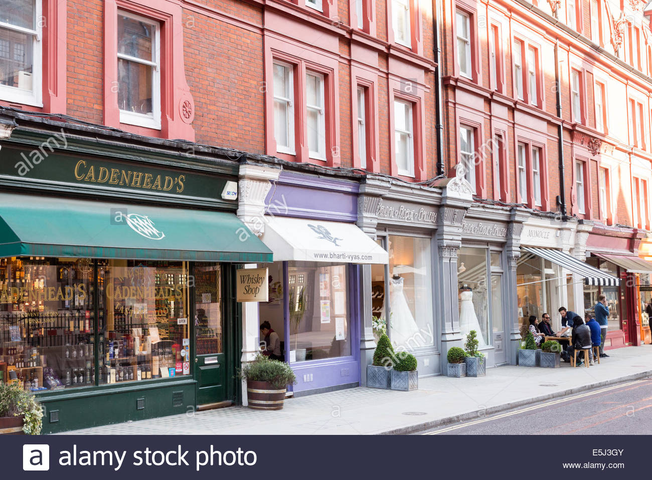 Small shops and boutiques in Chiltern Street, Marylebone, London Stock