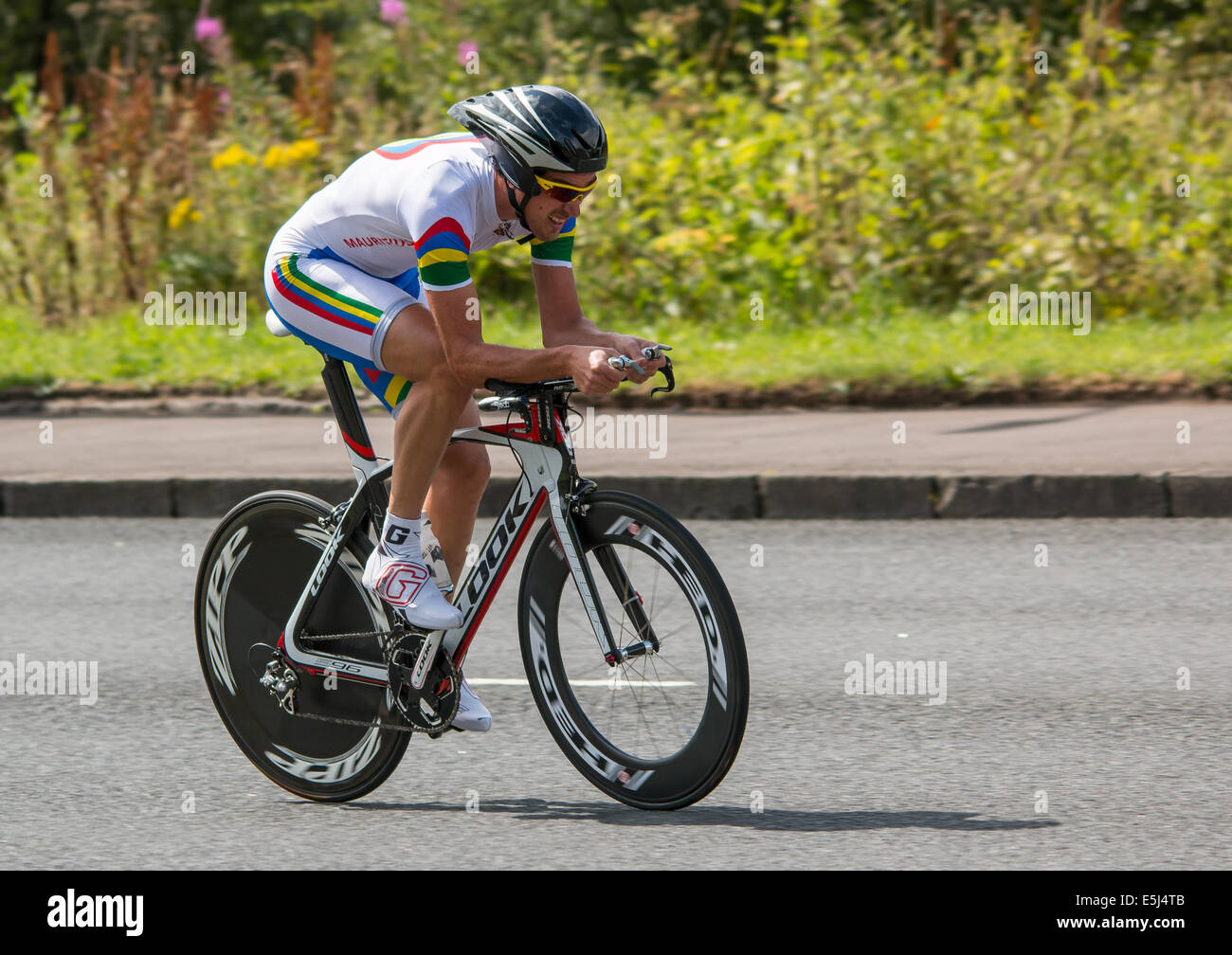 Glasgow commonwealth games cycling time trials race Stock Photo Alamy