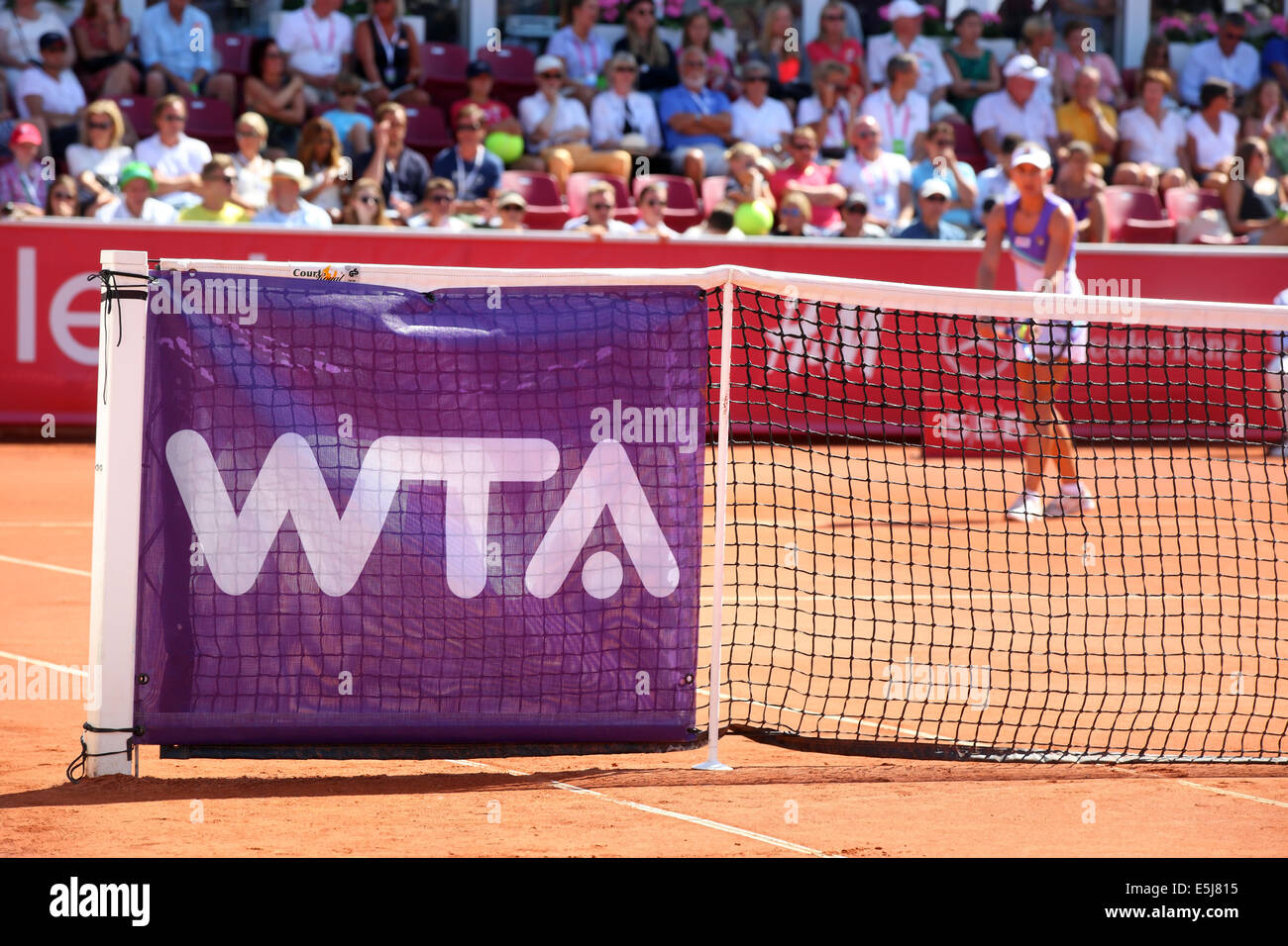 wta-logo  on tennis net Stock Photo