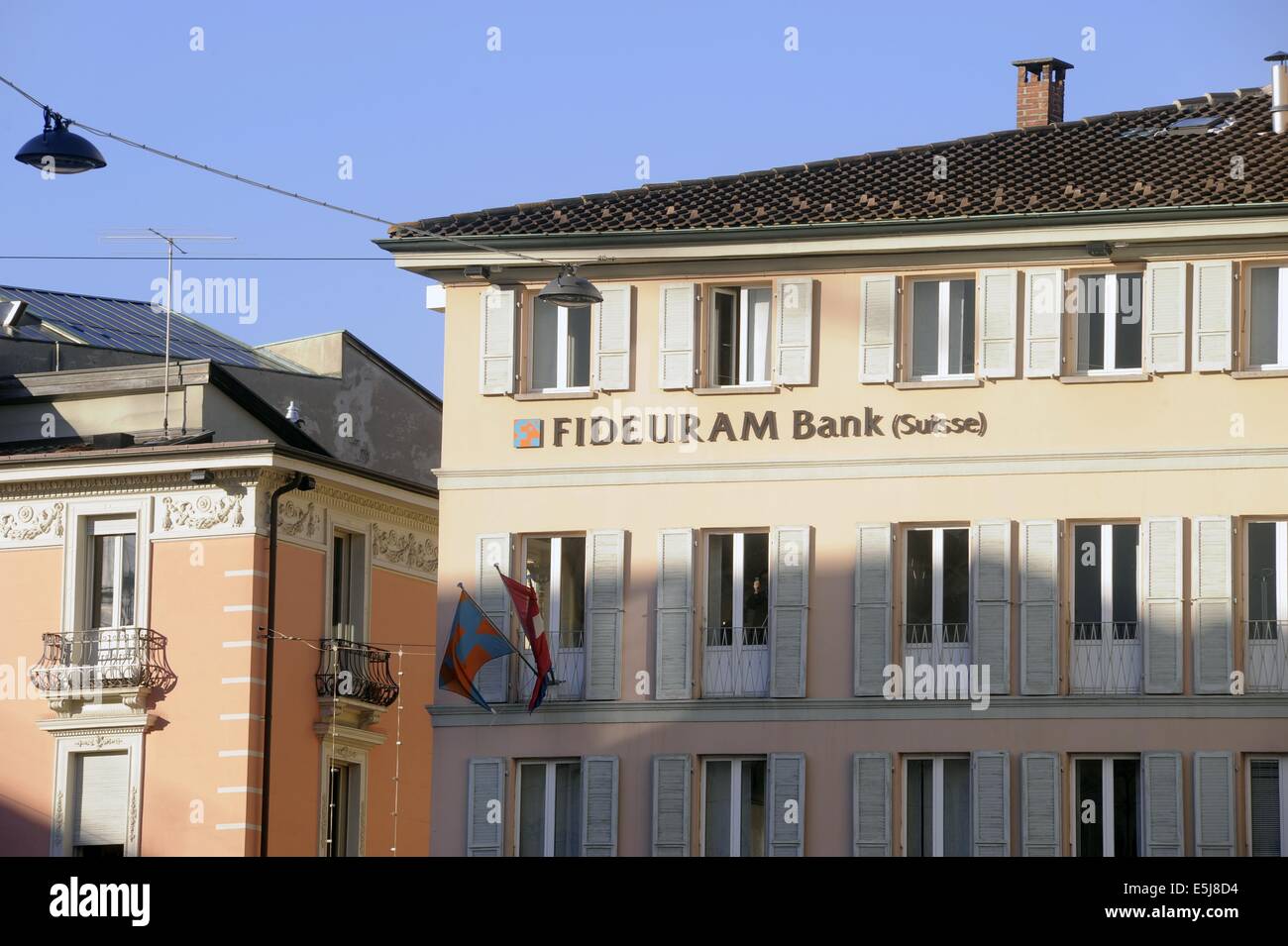 banks in Lugano, Switzerland, Fideuram Bank headquarters Stock Photo